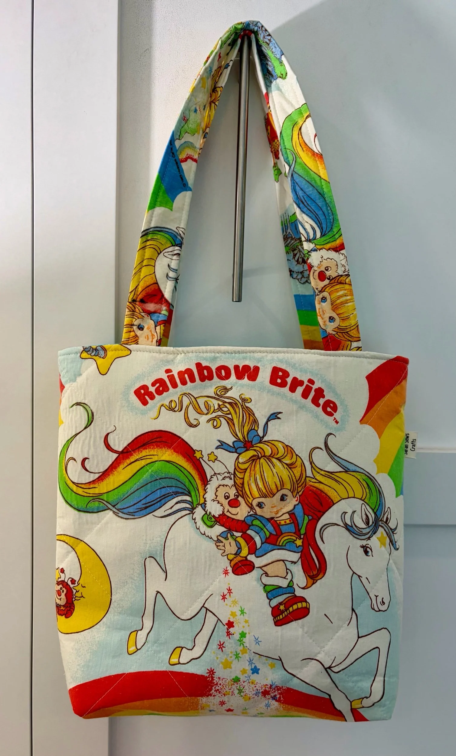 Upcycled Rainbow Brite Zippered Tote
