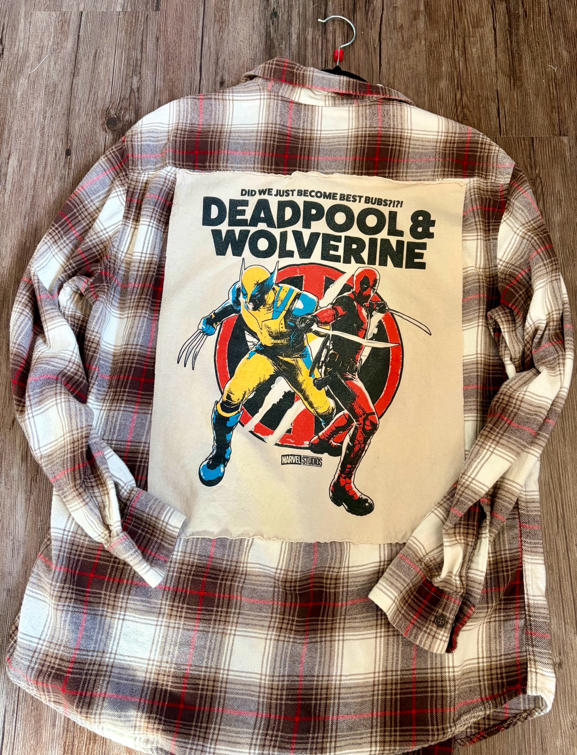 Upcycled Deadpool & Wolverine Large Flannel