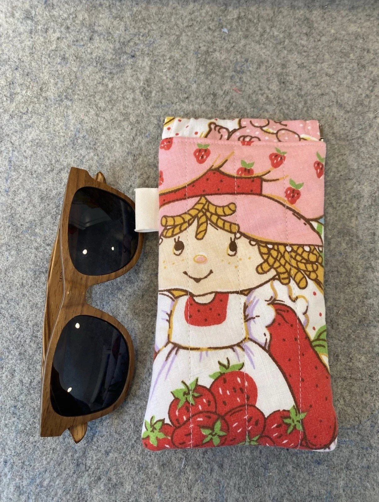 Upcycled Strawberry Shortcake Sunglass Pouch