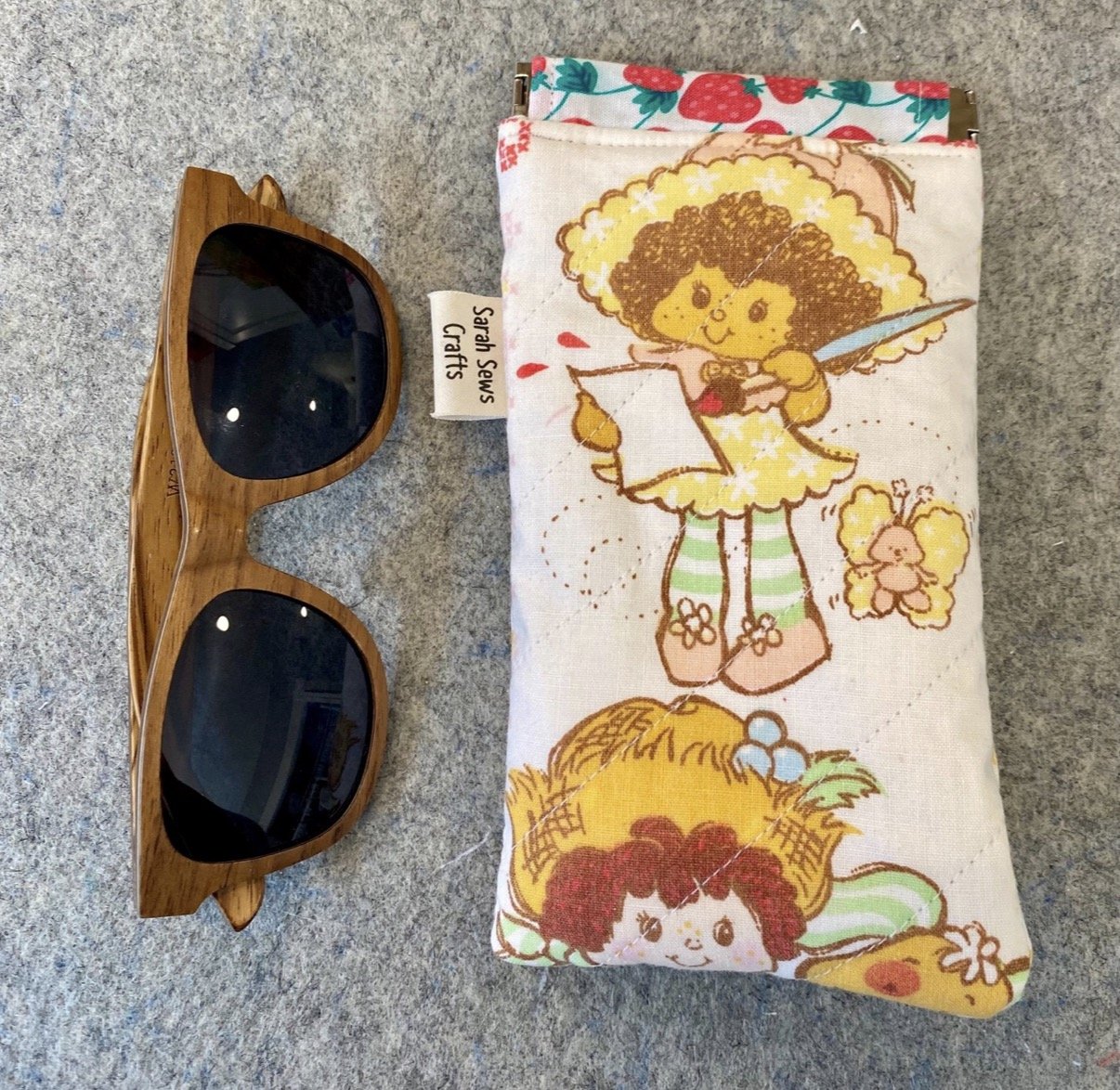 Upcycled Strawberry Shortcake Sunglass Pouch