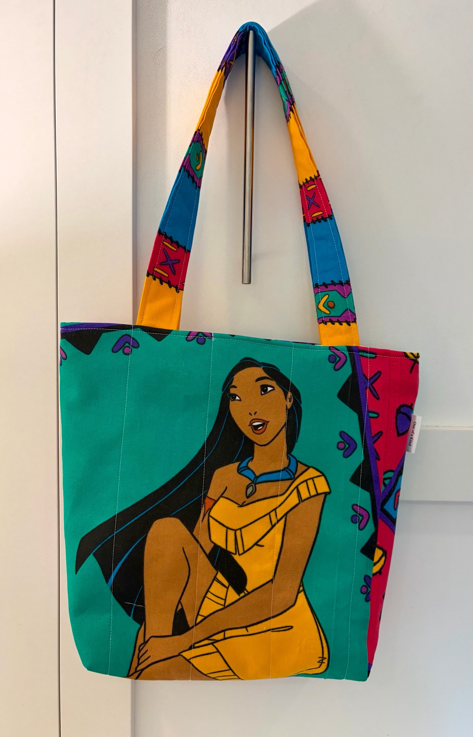 Upcycled Disney Pocahontas Large Zippered Tote