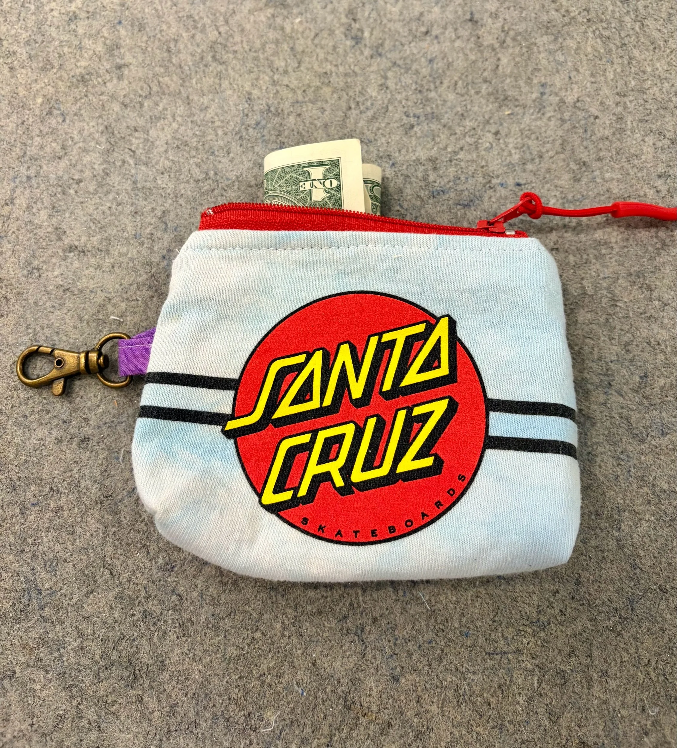 Upcycled Santa Cruz Small Zippered Pouch