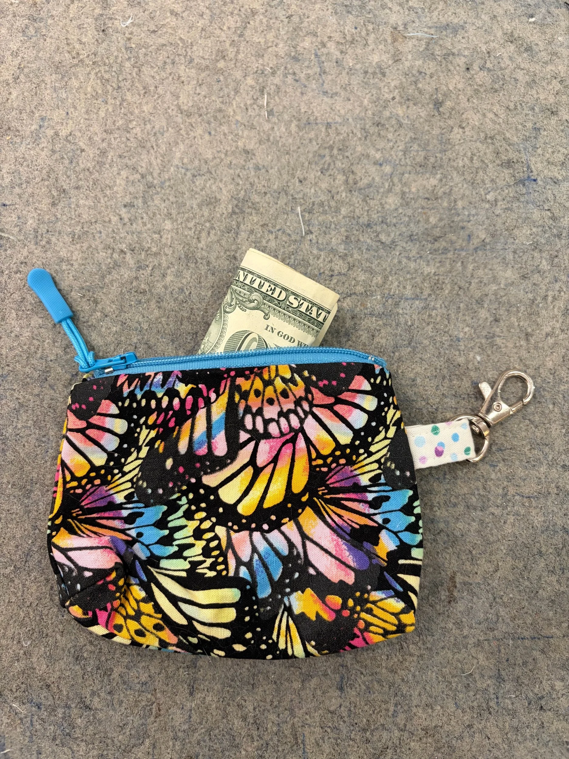 Rainbow Butterfly Small Zippered Pouch