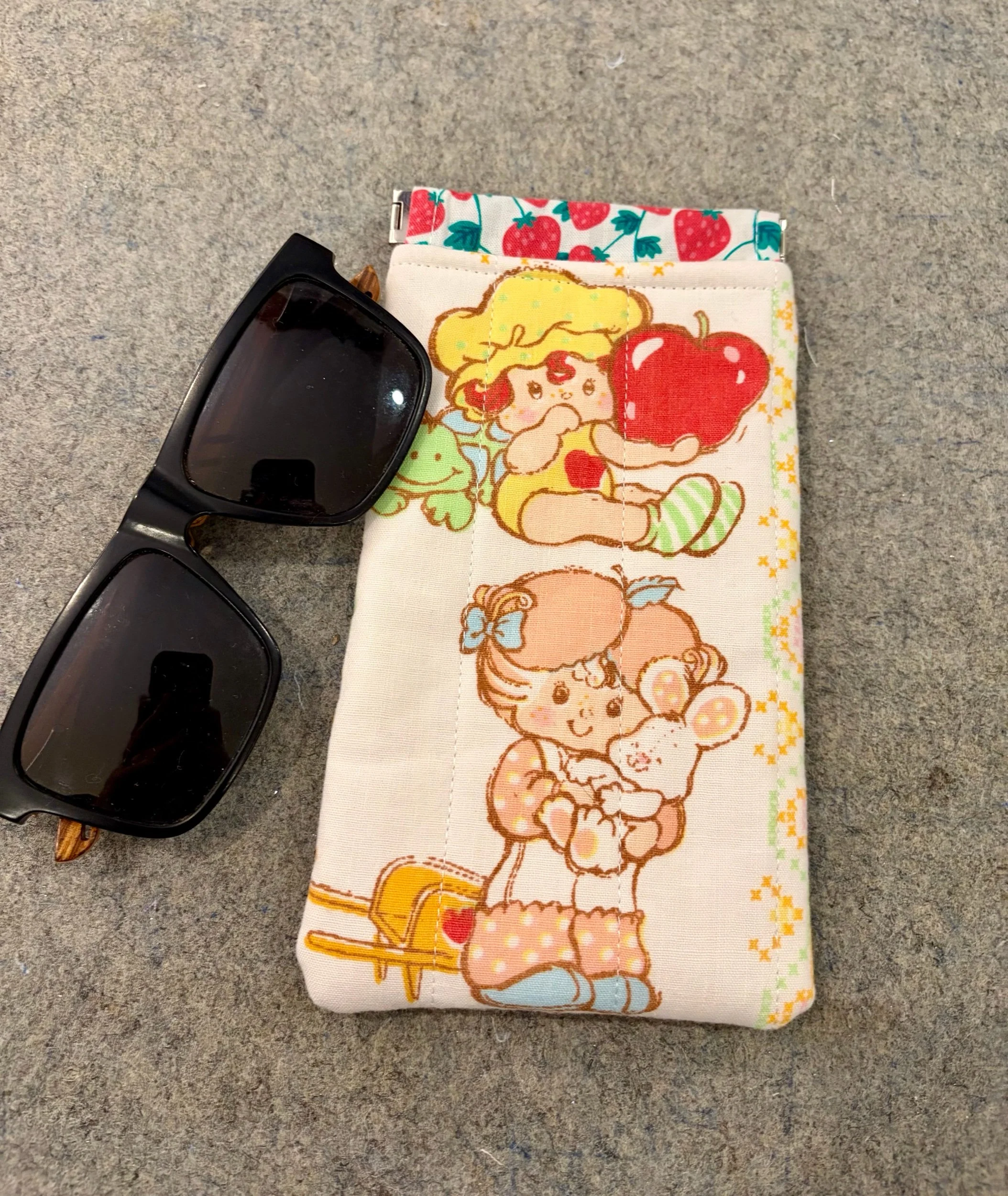 Upcycled Strawberry Shortcake Sunglass Pouch