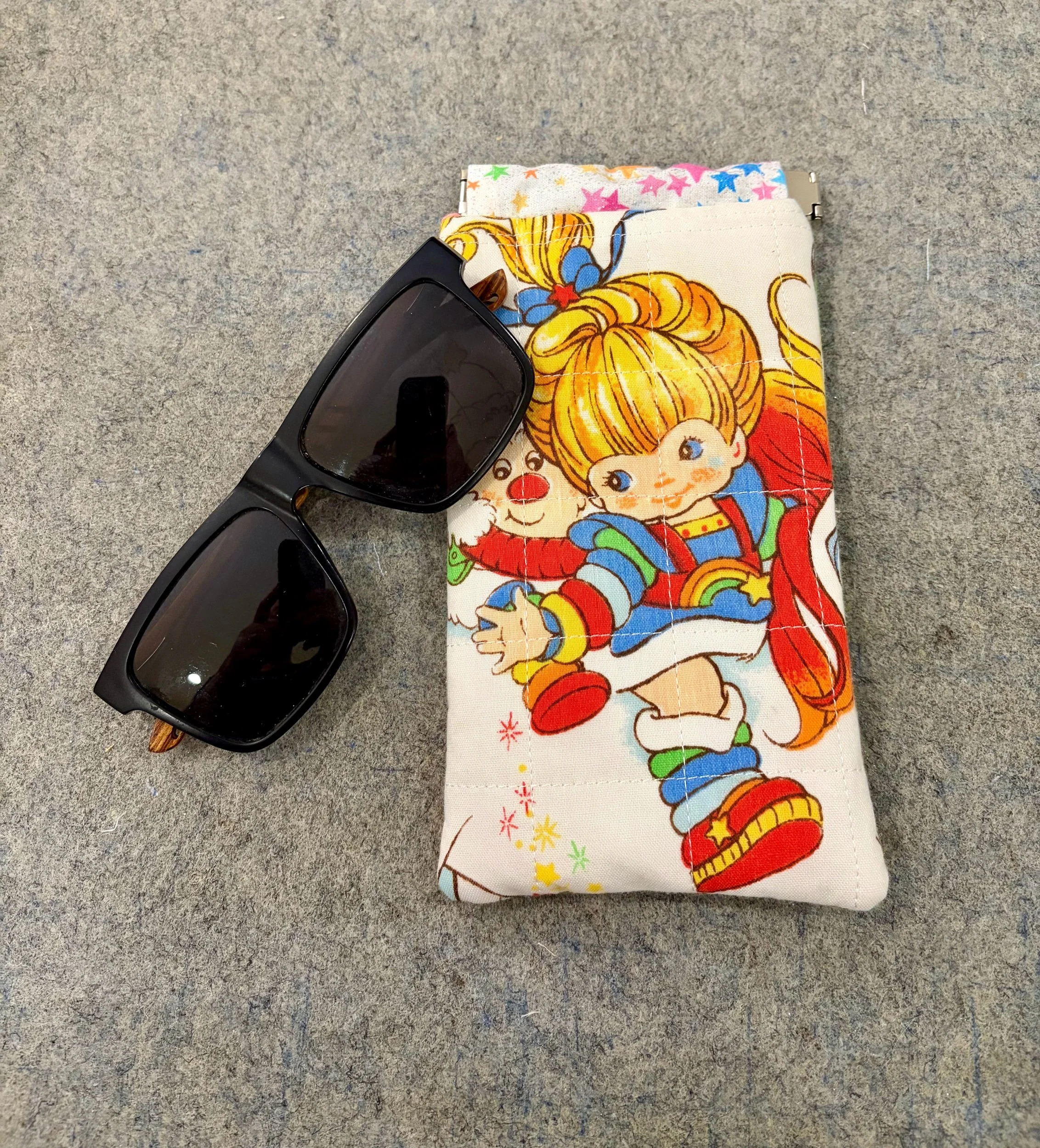 Upcycled Rainbow Brite Sunglass Pouch