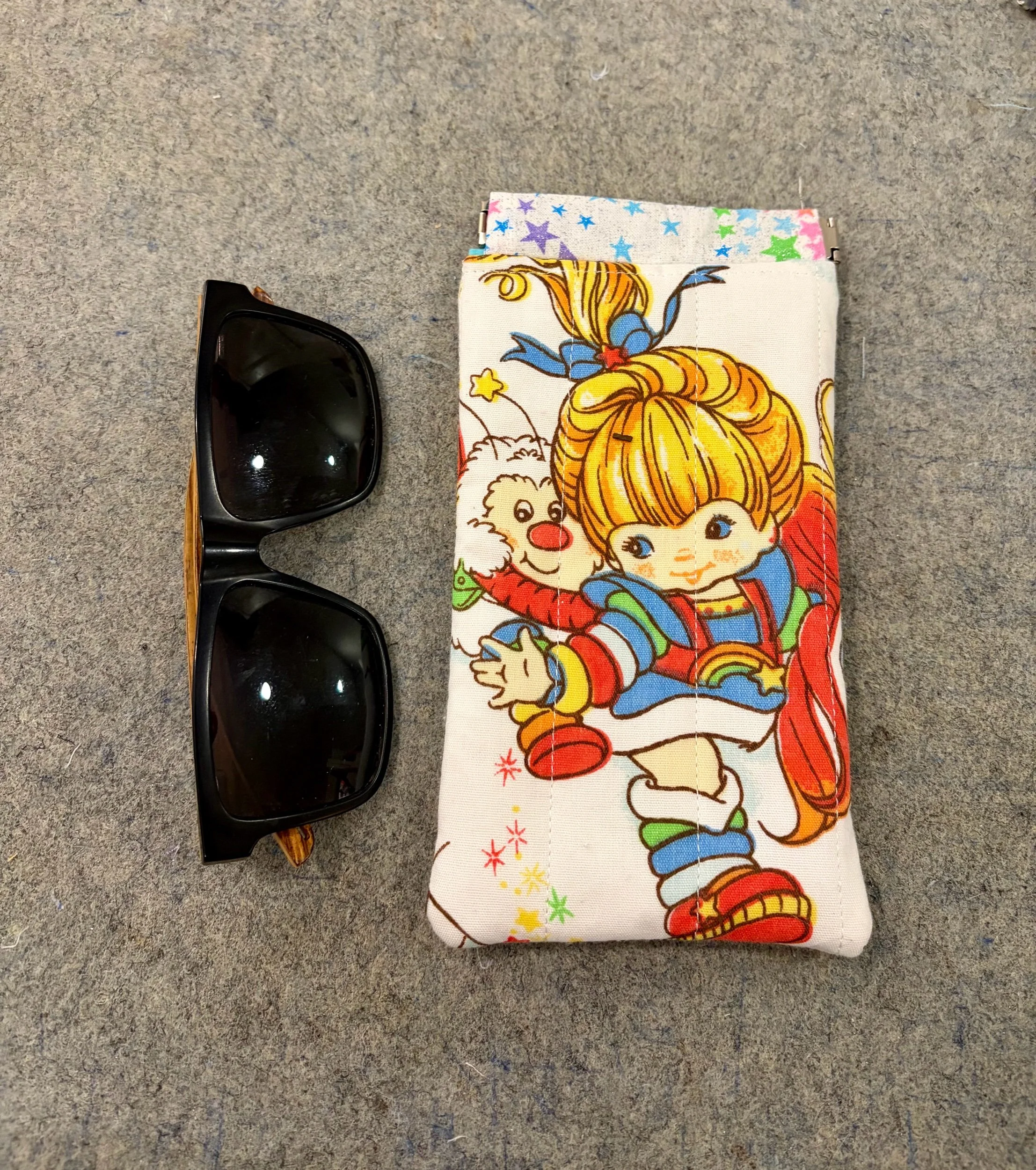 Upcycled Rainbow Brite Sunglass Pouch