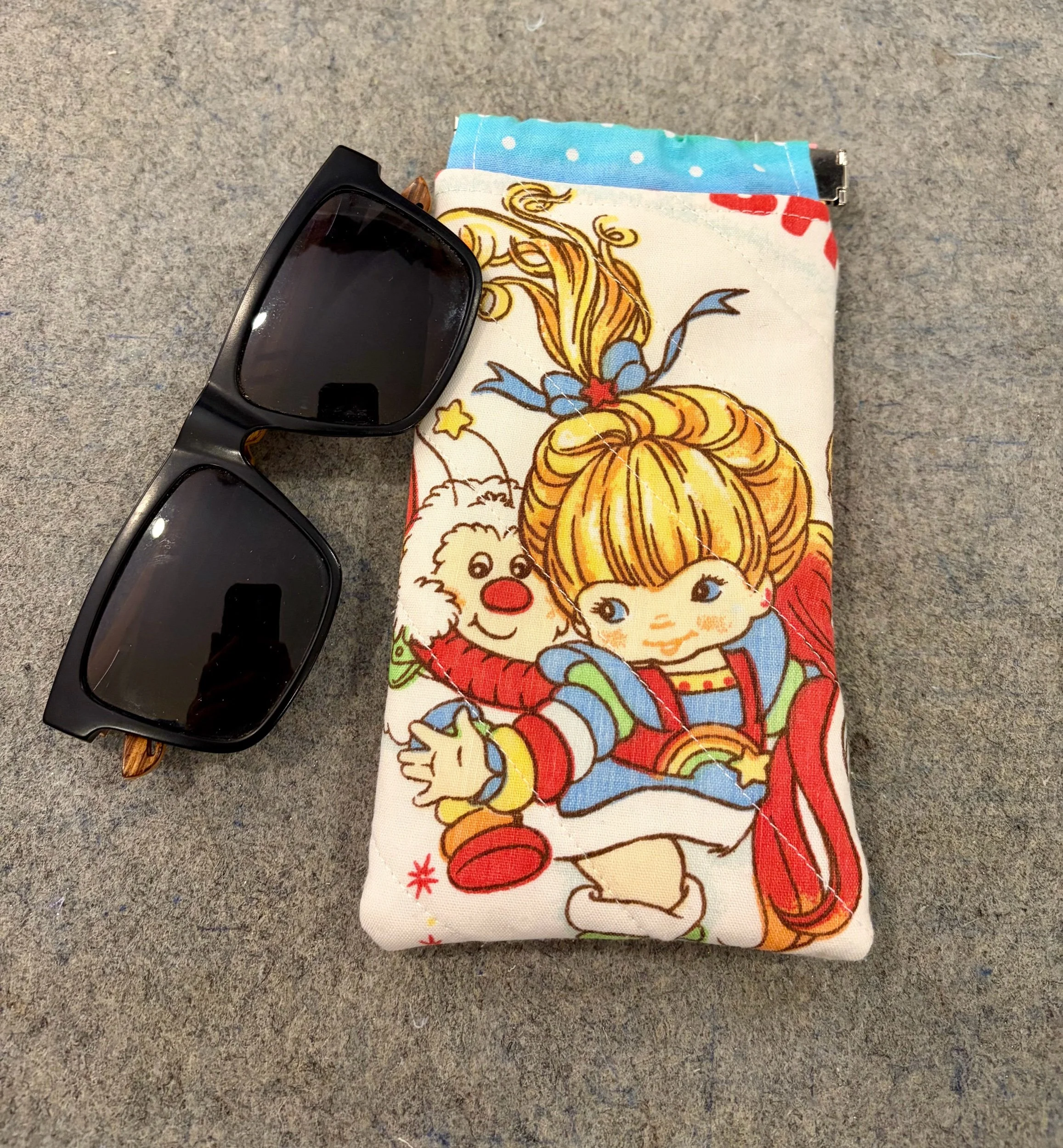 Upcycled Rainbow Brite Sunglass Pouch