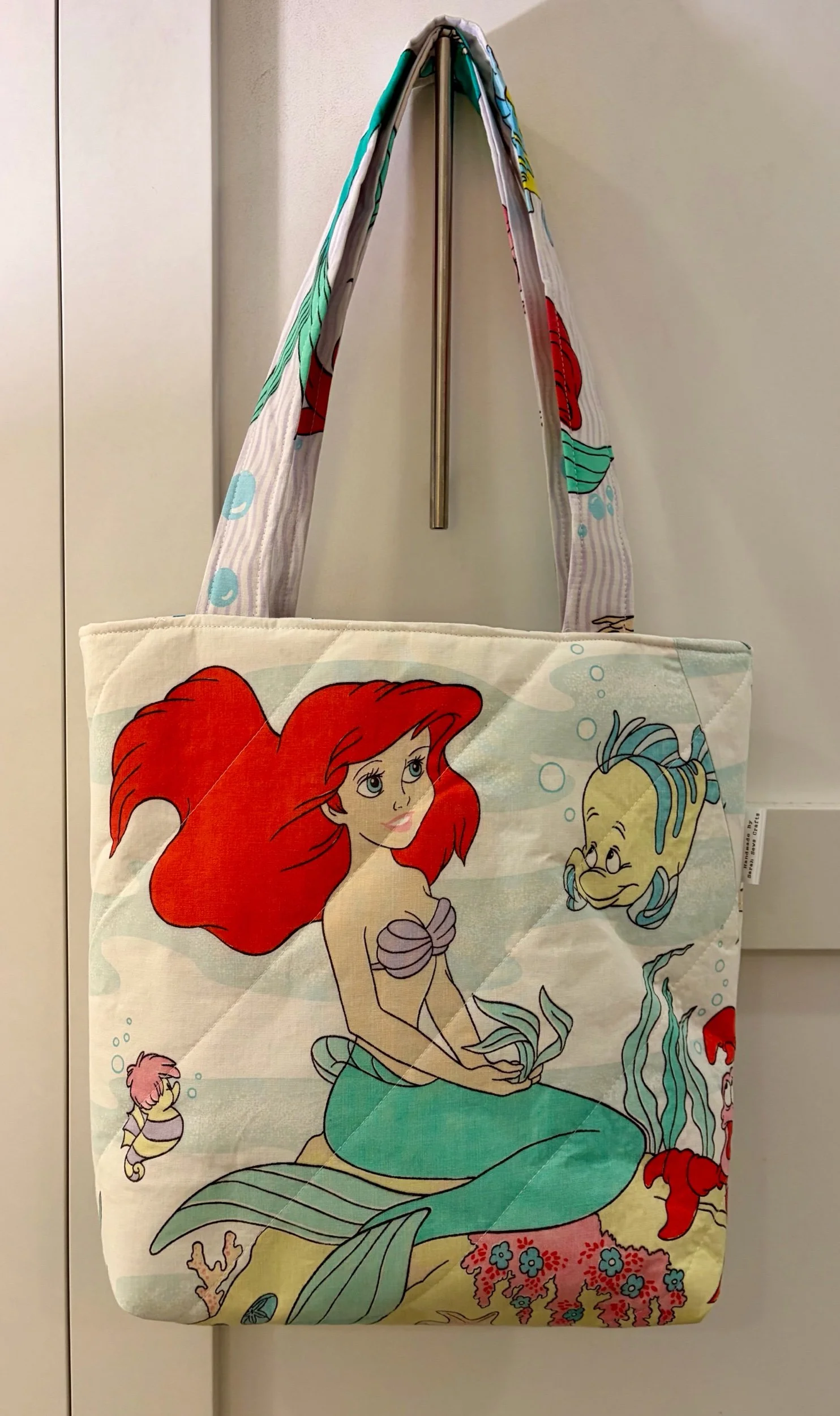 Upcycled Disney The Little Mermaid Large Zippered Tote