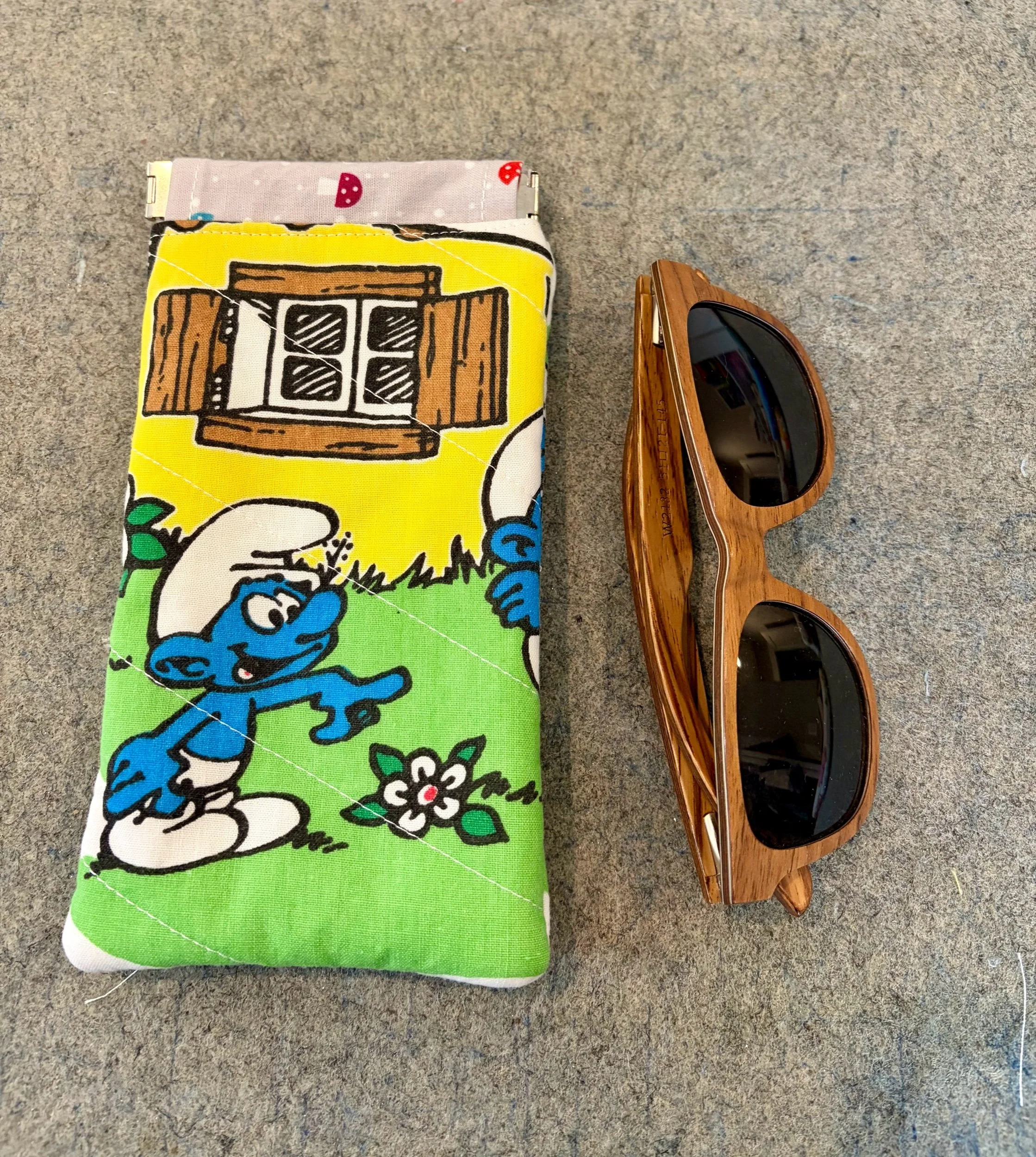 Upcycled Smurfs Sunglass Pouch