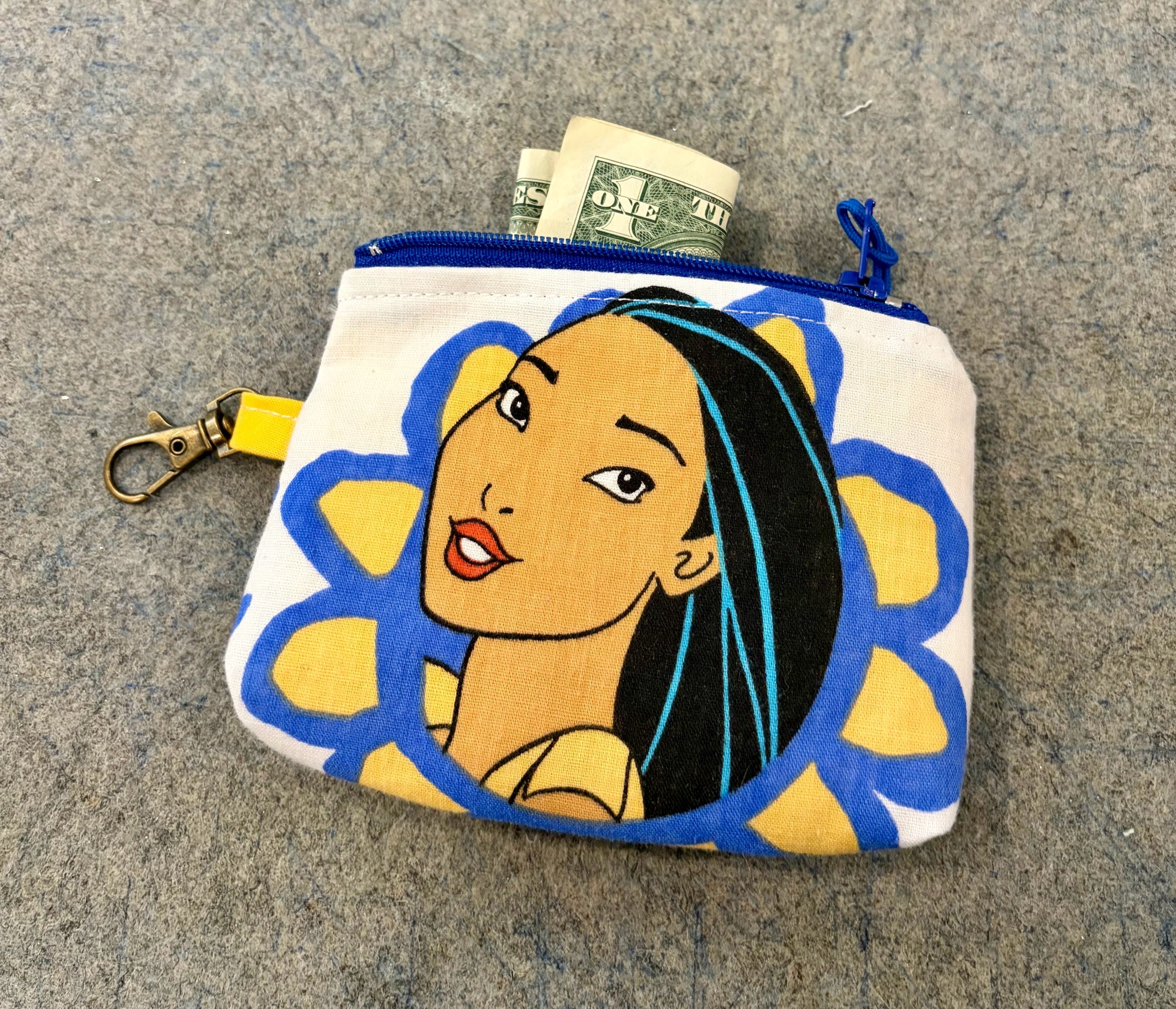 Upcycled Disney Pocahontas Small Zippered Pouch