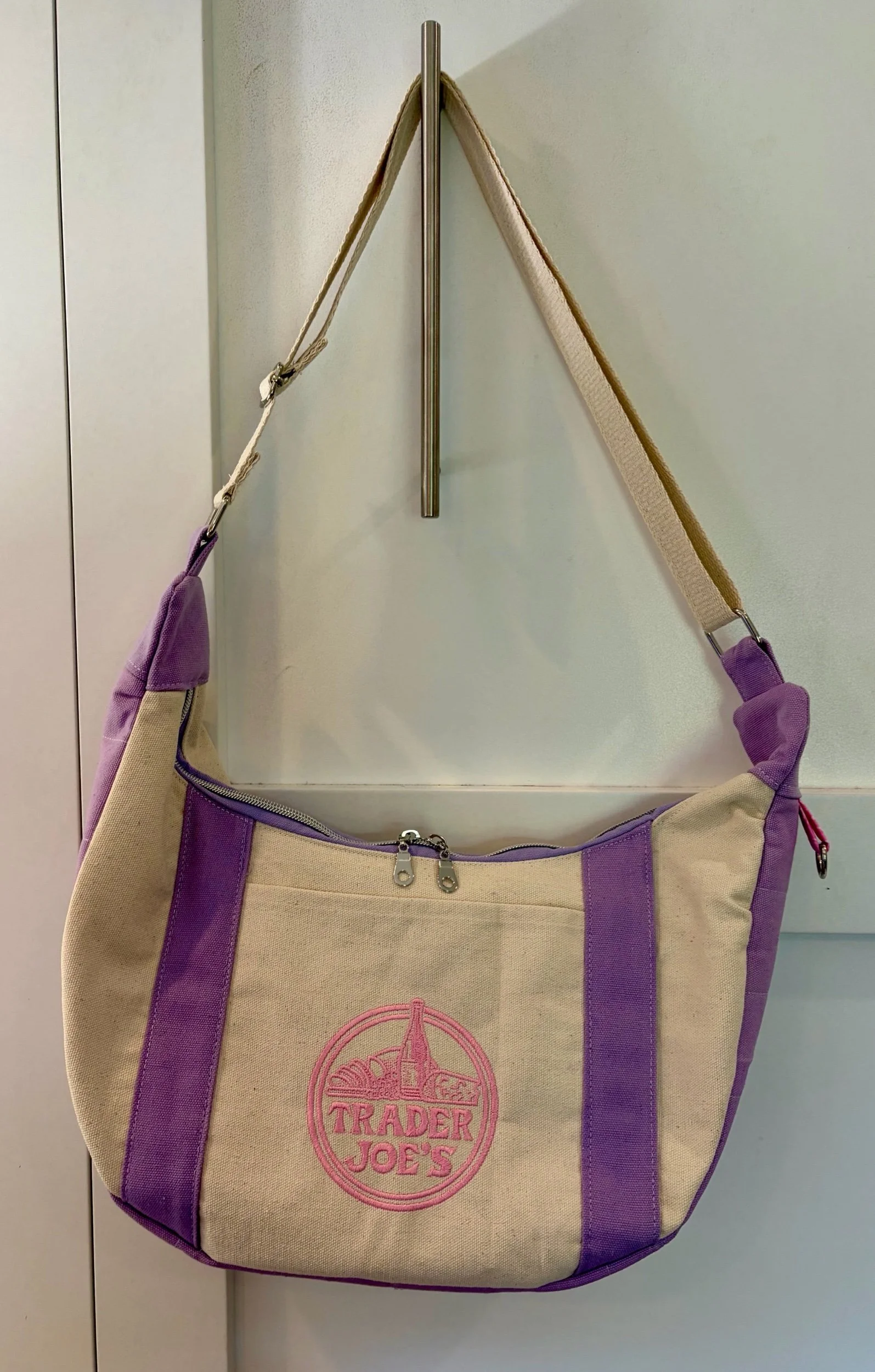 Reworked Trader Joe’s Lavender Shoulder Bag