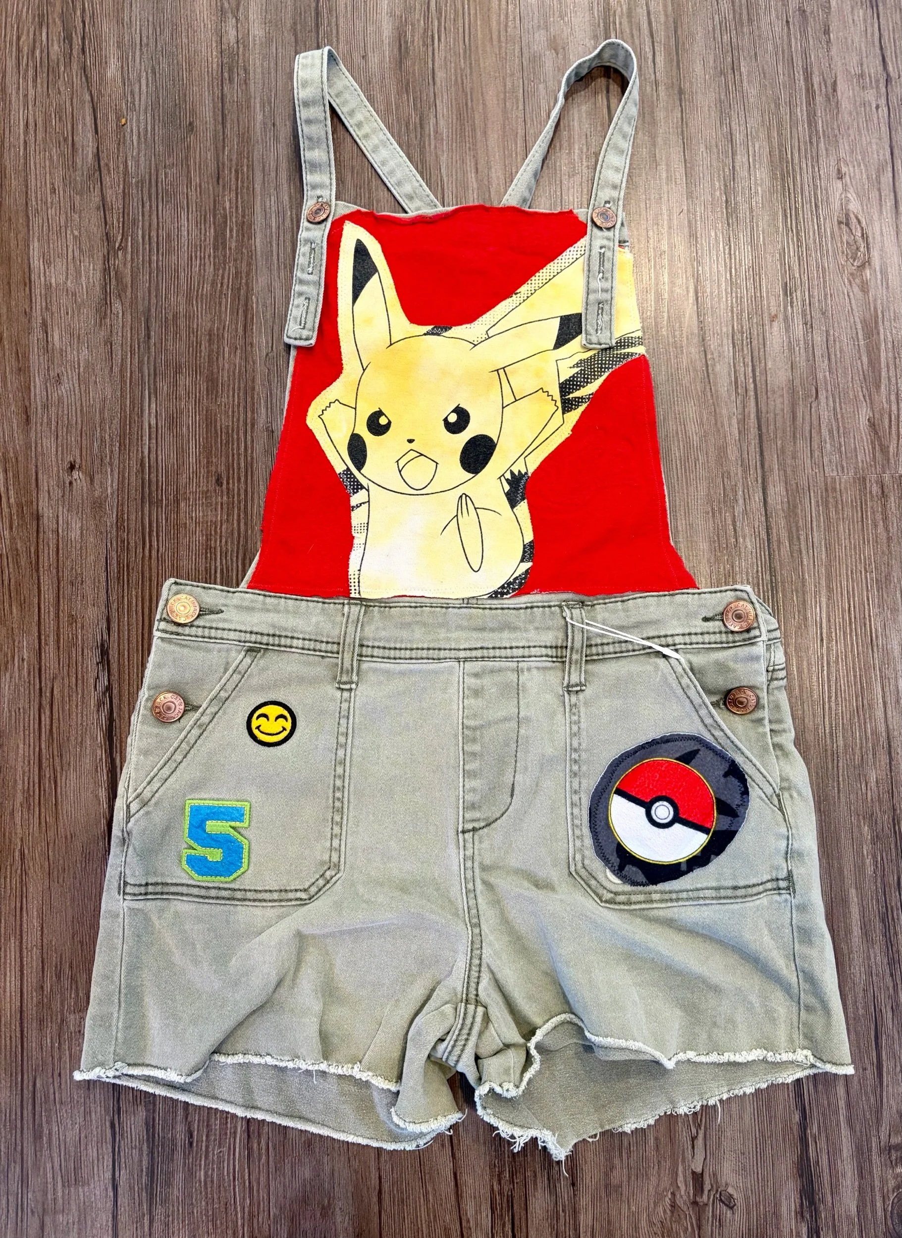 Upcycled Pokemon Overall Shorts