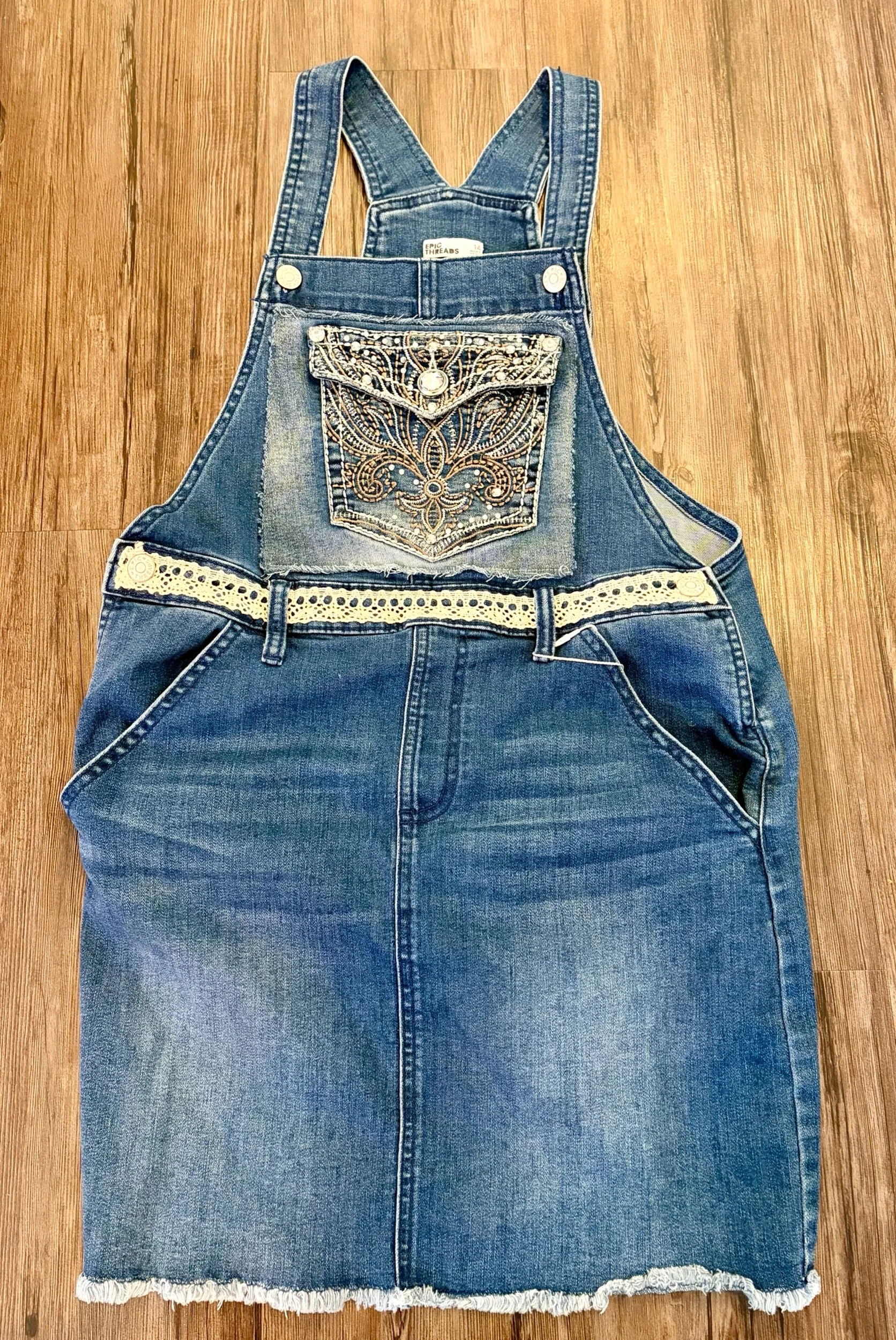 Upcycled Denim Overall Skirt