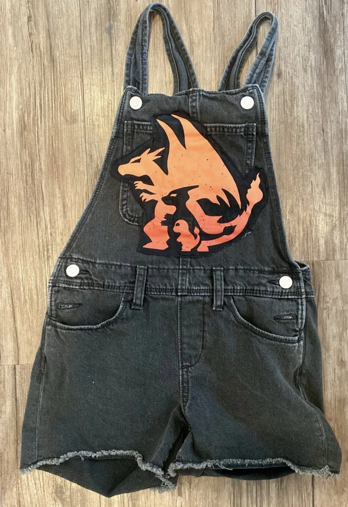 Upcycled Pokémon Overall Shorts Kid Size Large
