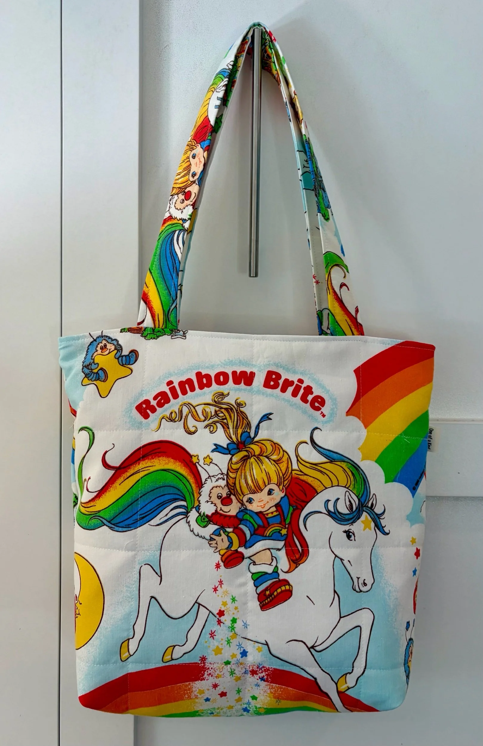 Upcycled Rainbow Brite X-Large Zippered Tote