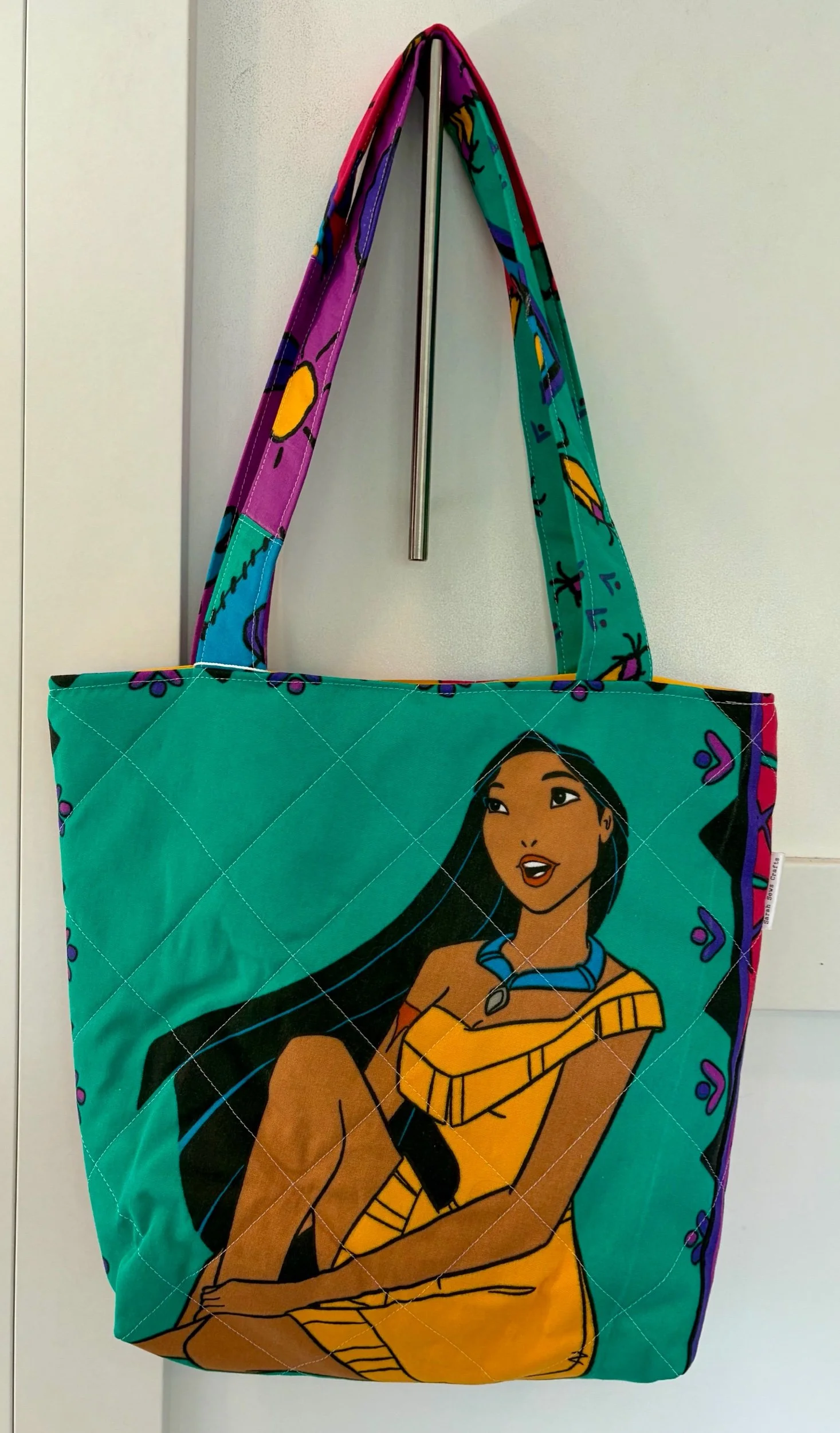Upcycled Disney Pocahontas Large Zippered Tote