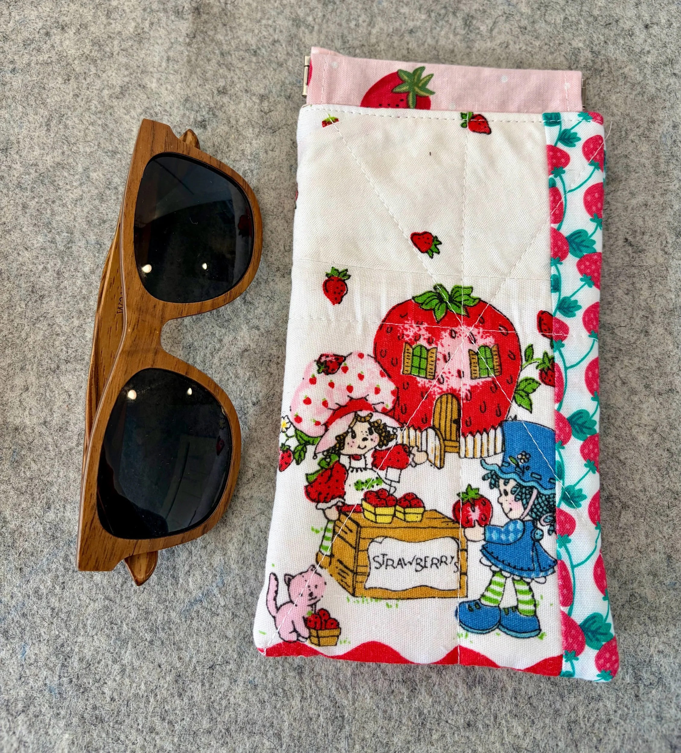 Upcycled Strawberry Shortcake Sunglass Pouch