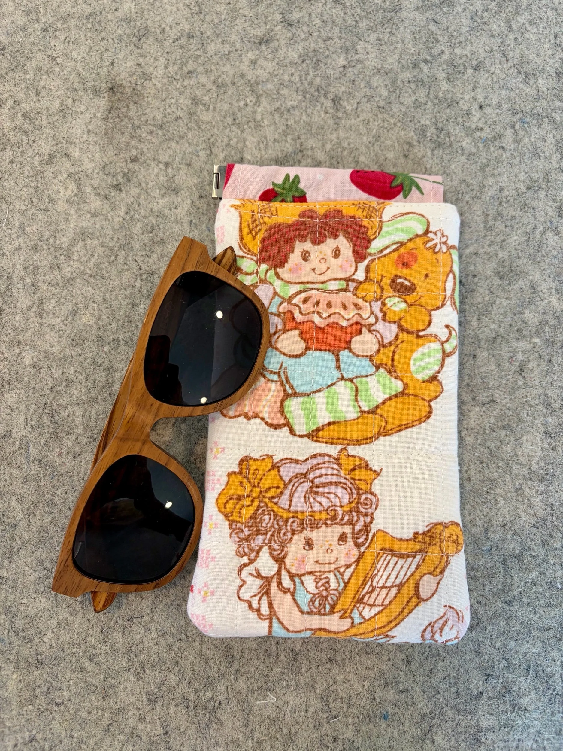 Upcycled Strawberry Shortcake Sunglass Pouch