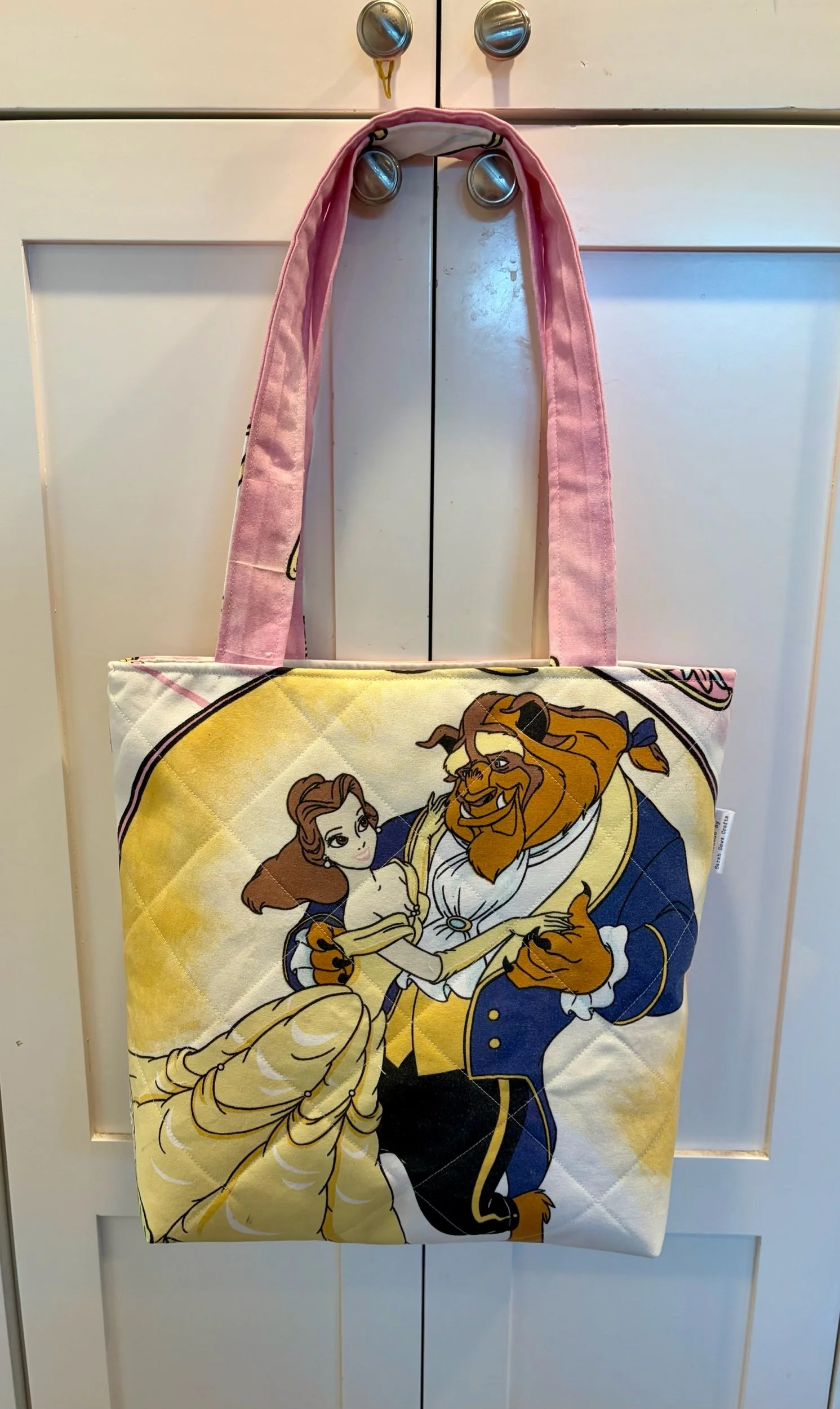 Upcycled Disney Beauty and the Beast X-Large Zippered Tote