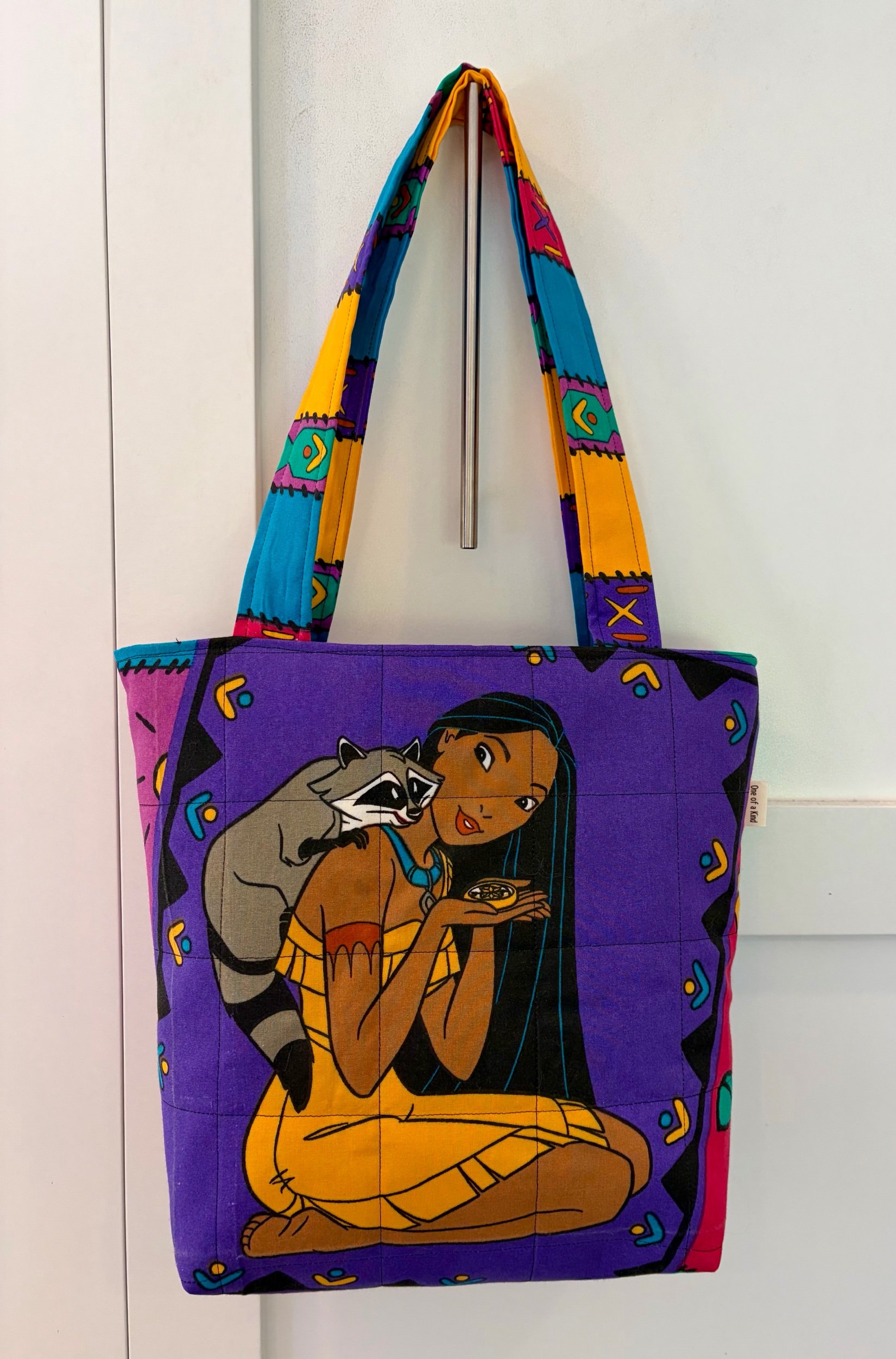 Upcycled Disney Pocahontas Large Zippered Tote