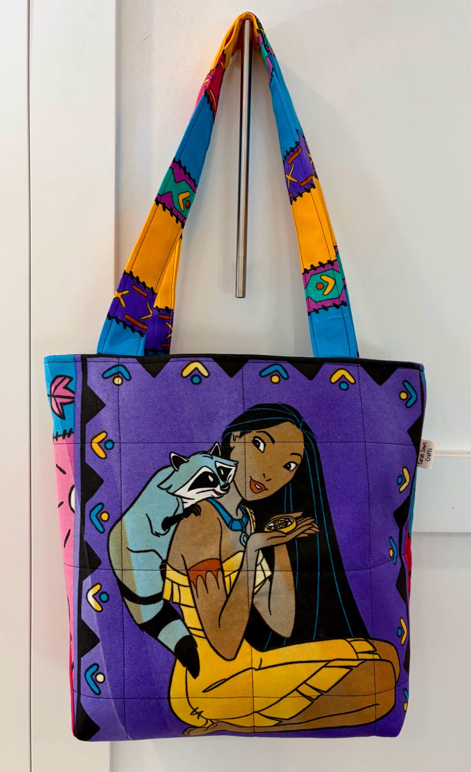 Upcycled Disney Pocahontas Large Zippered Tote