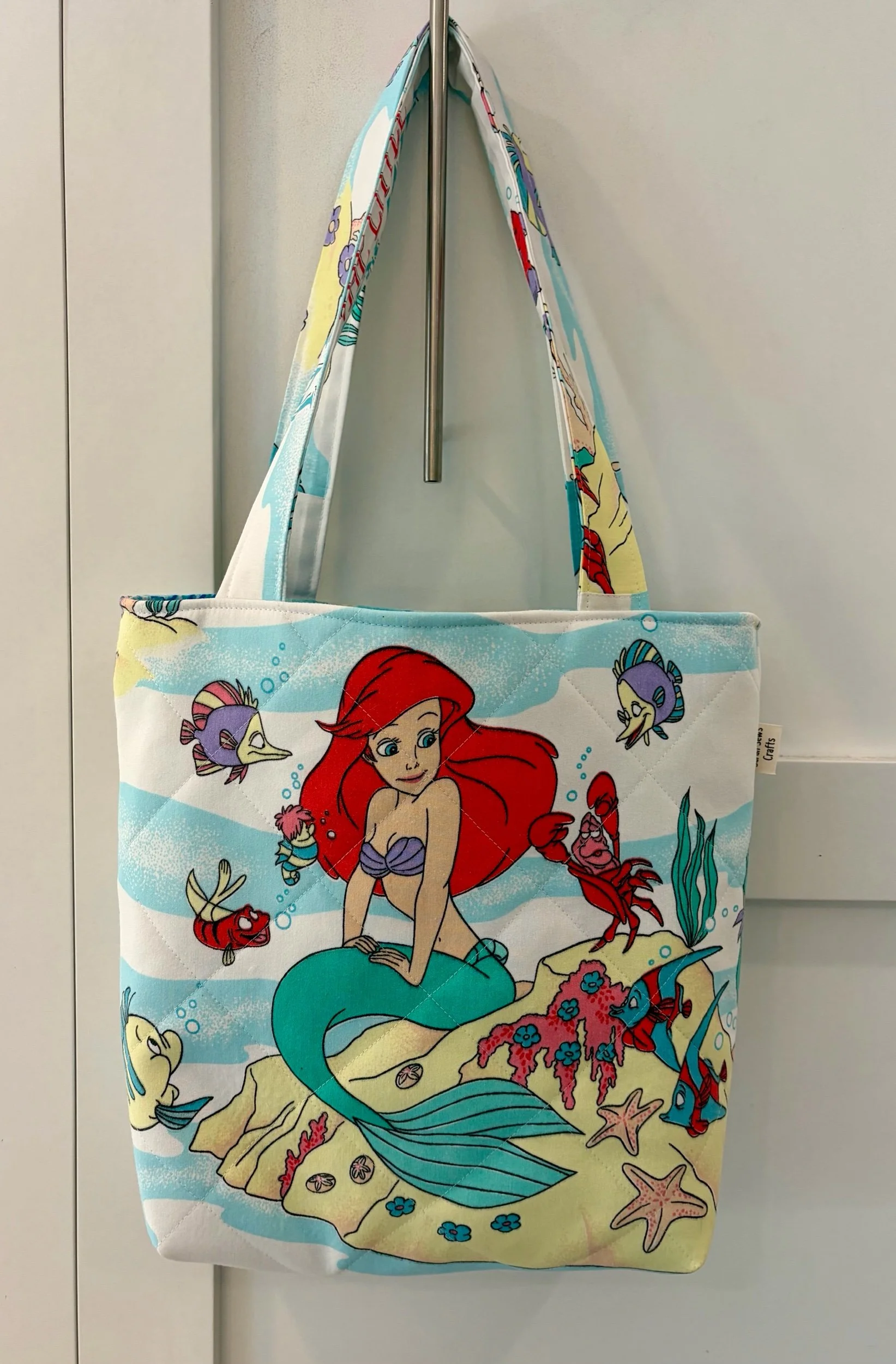 Upcycled Disney The Little Mermaid Large Zippered Tote