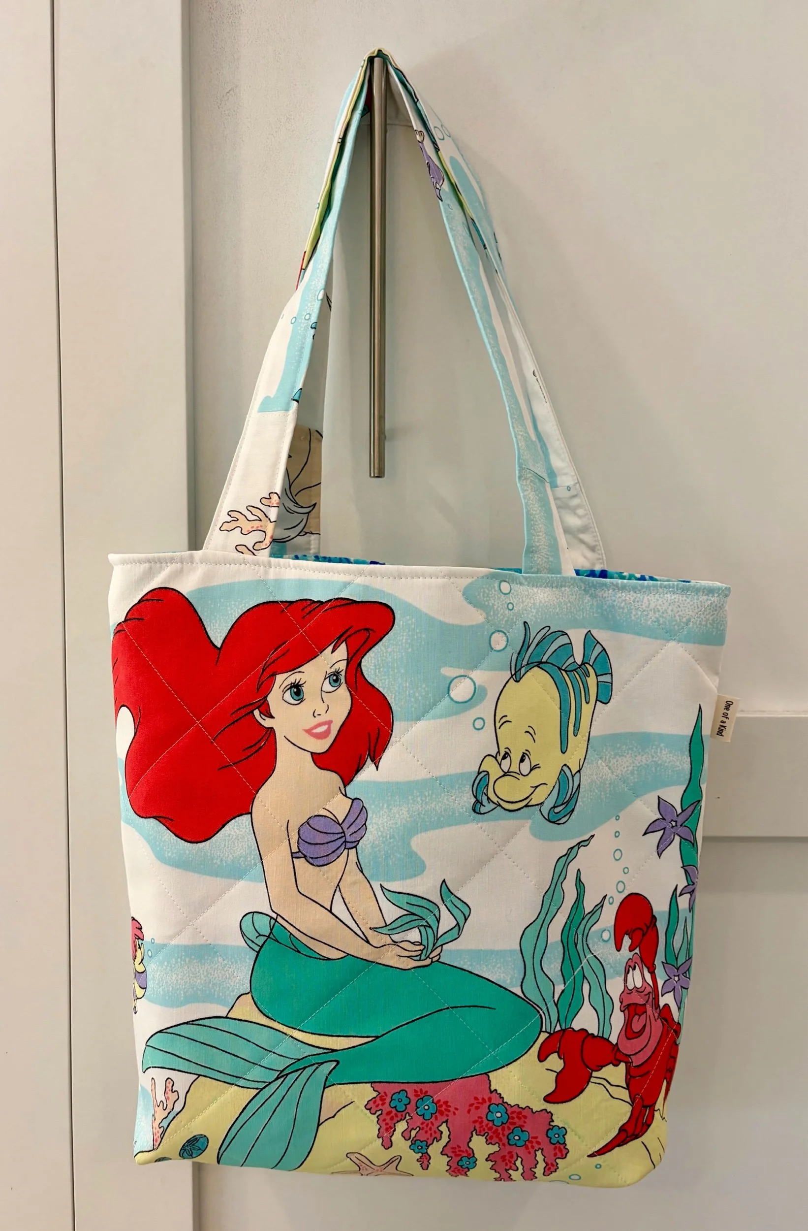 Upcycled Disney The Little Mermaid X-Large Zippered Tote
