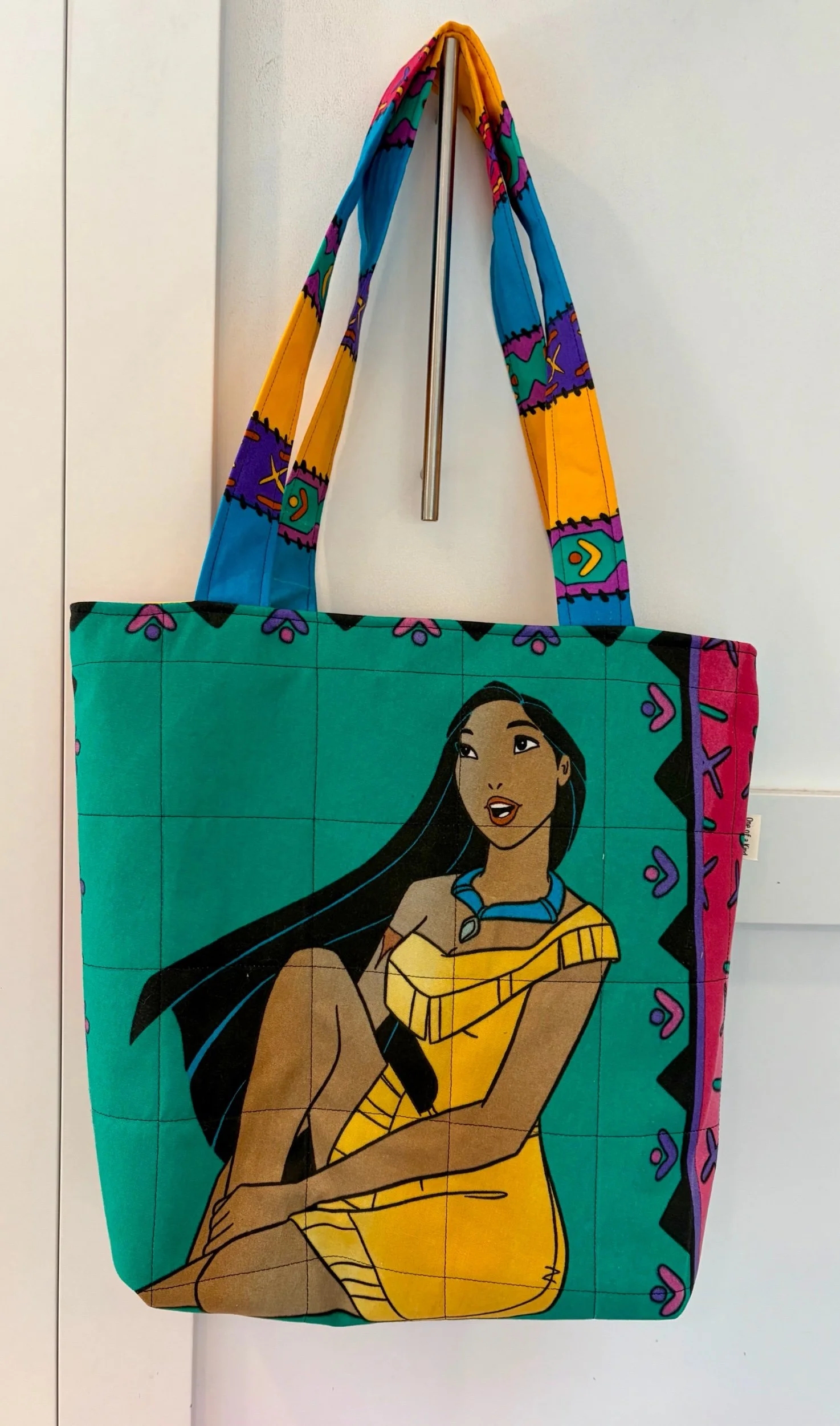 Upcycled Disney Pocahontas Large Zippered Tote