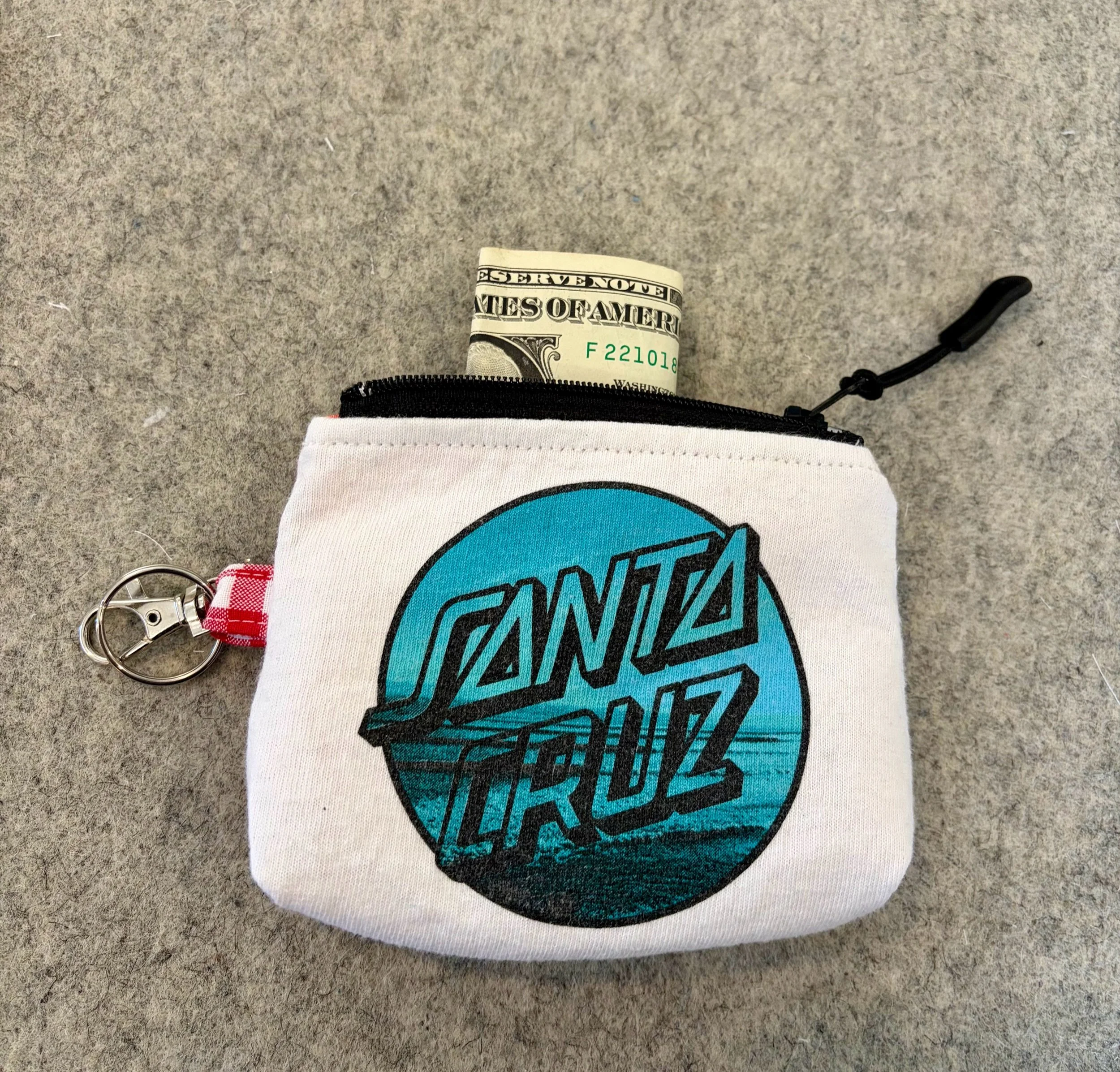 Upcycled Santa Cruz Small Zippered Pouch