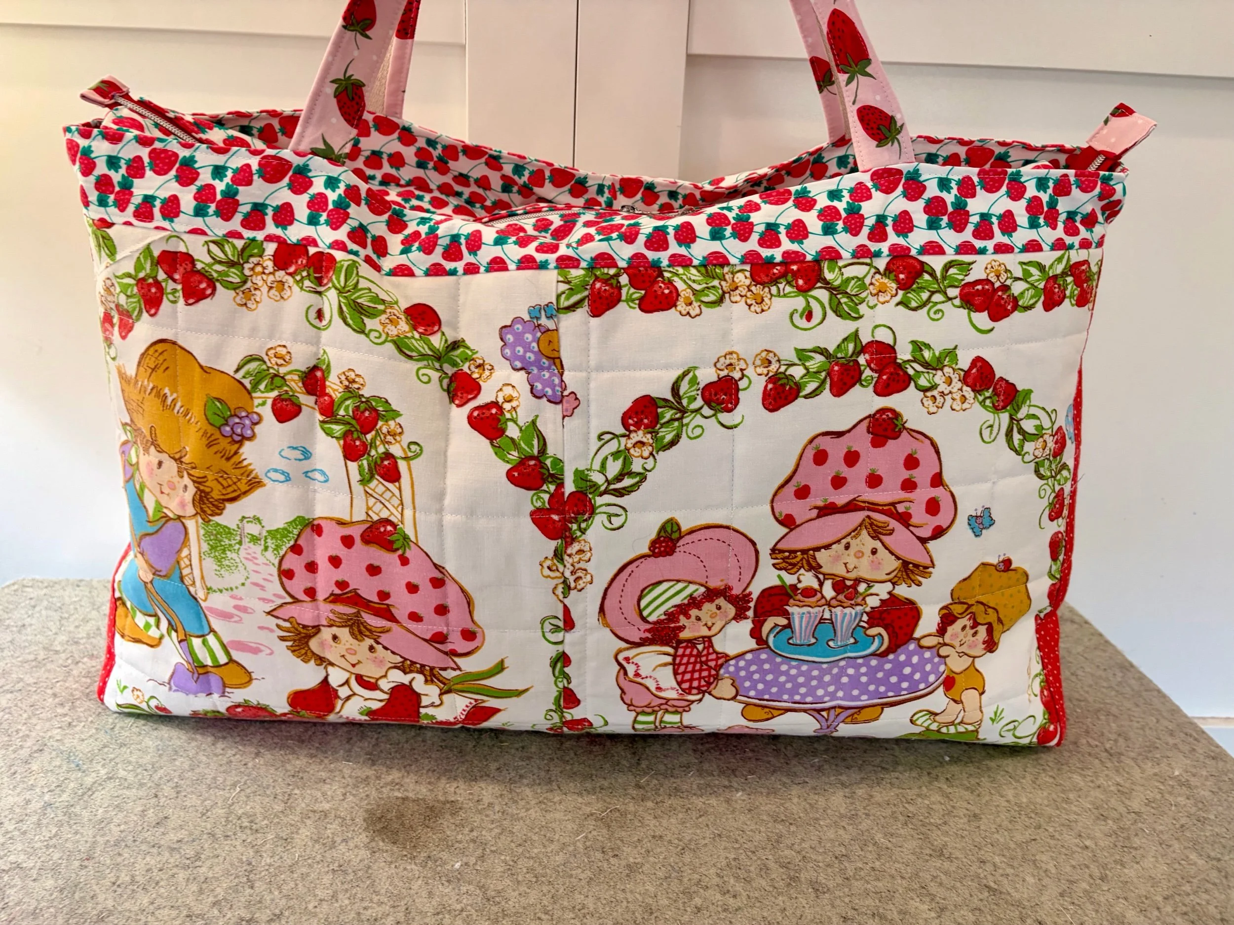 Upcycled Strawberry Shortcake Big Bertha Bag