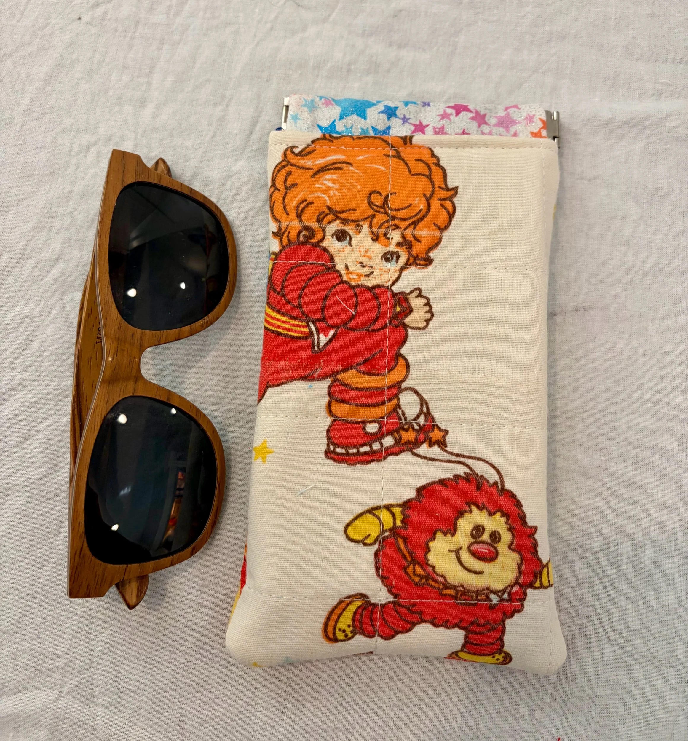 Upcycled Rainbow Brite Sunglass Pouch