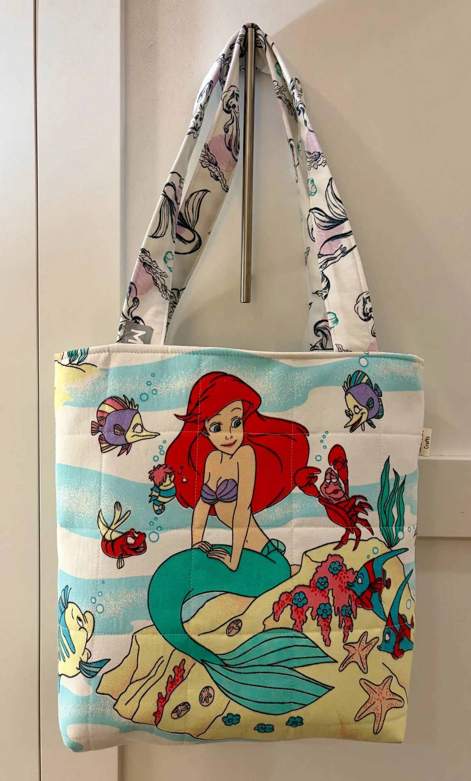 Upcycled Disney The Little Mermaid Large Zippered Tote