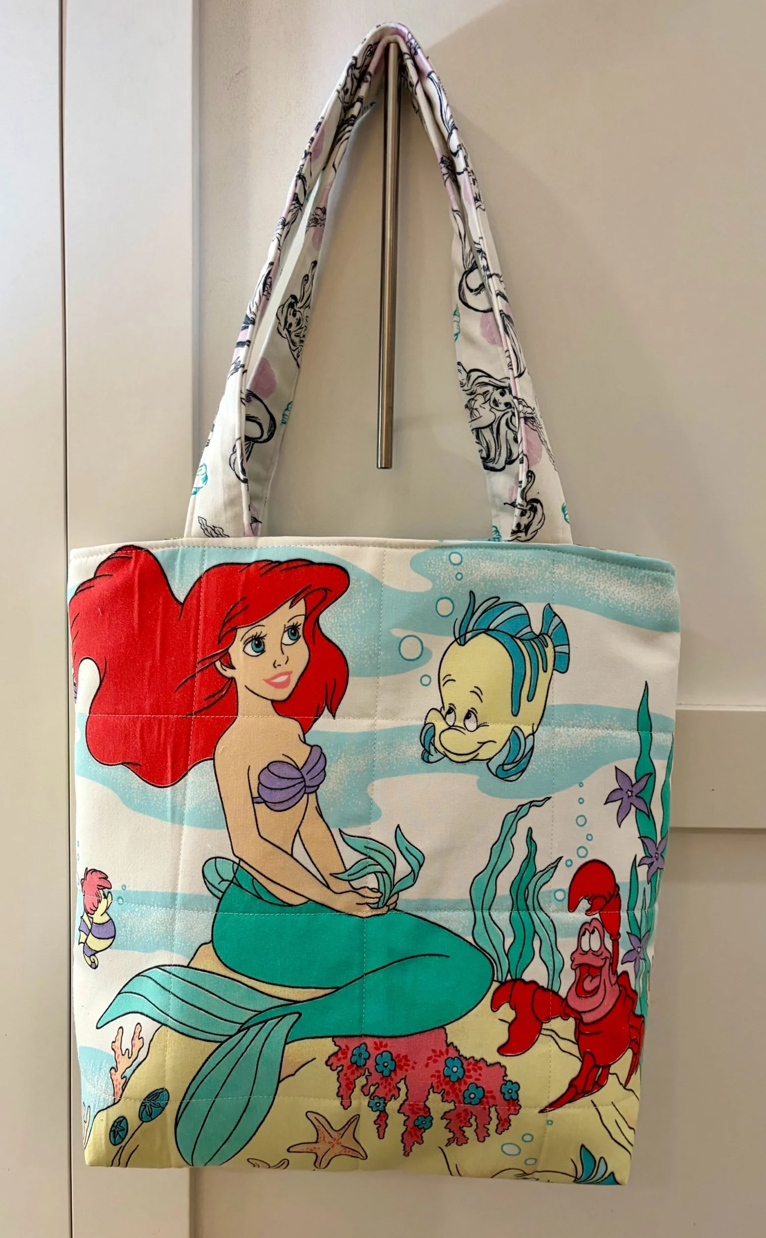 Upcycled Disney The Little Mermaid X-Large Zippered Tote