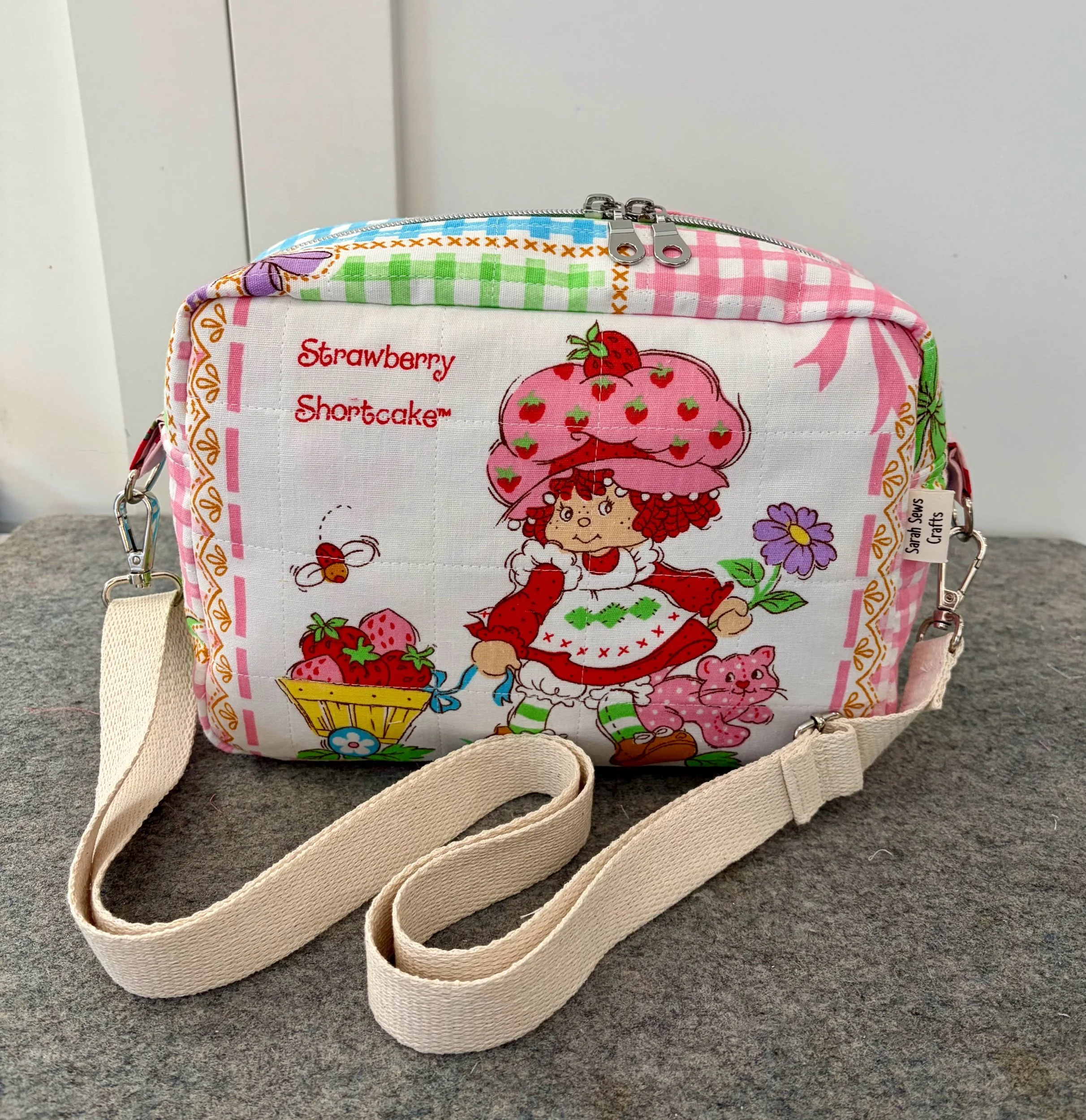 Upcycled Strawberry Shortcake Crossbody Bag