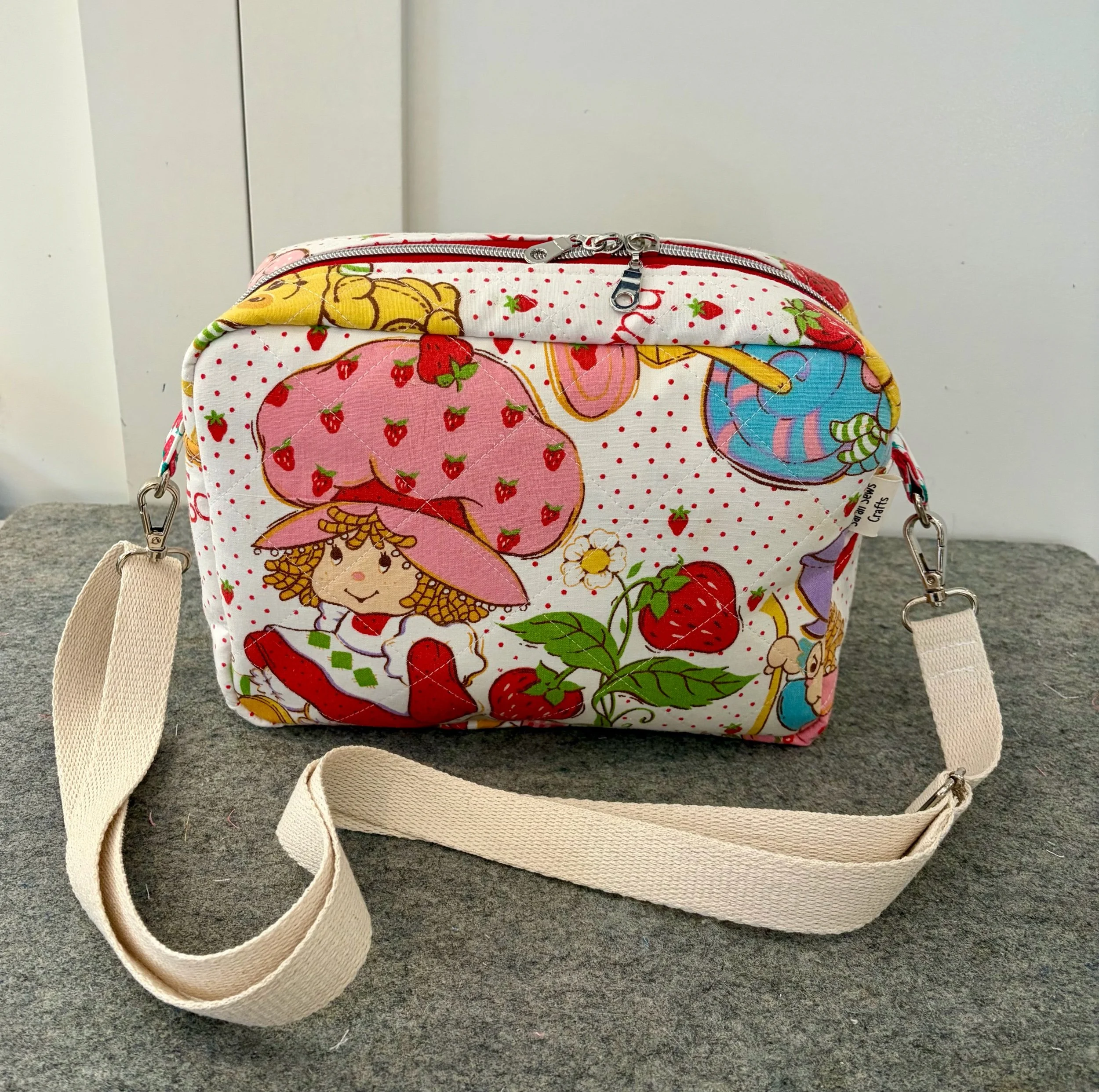Upcycled Strawberry Shortcake Crossbody Bag