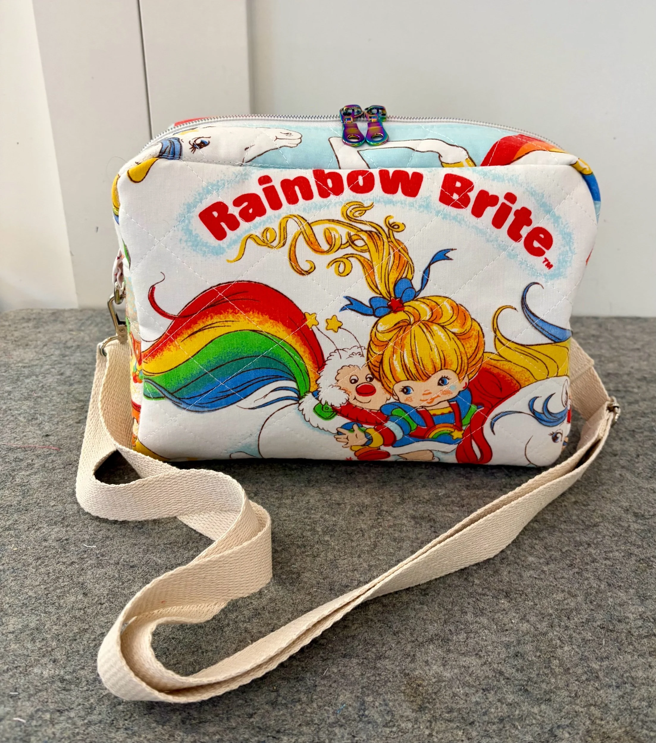 Upcycled Rainbow Brite Crossbody Bag