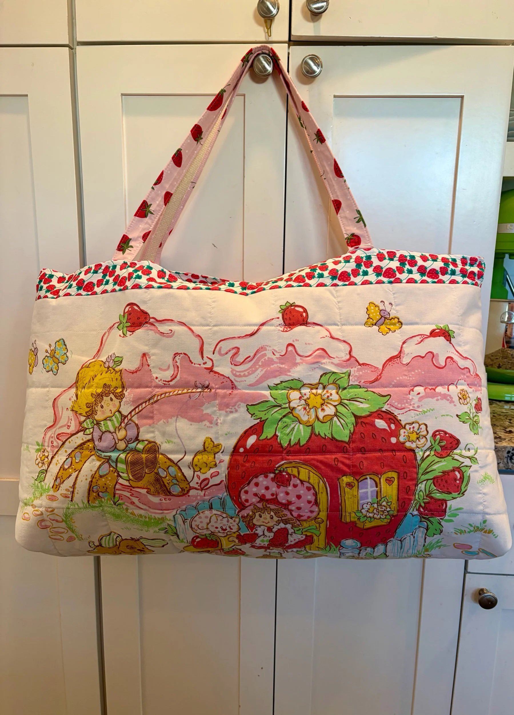 Upcycled Strawberry Shortcake Big Bertha Bag