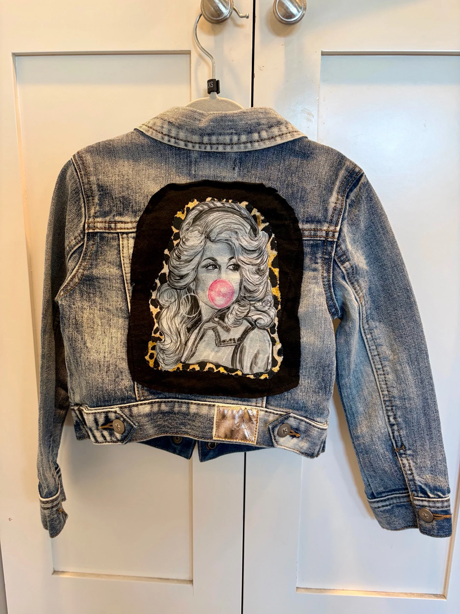 Upcycled Dolly Parton Kid Size Jean Jacket