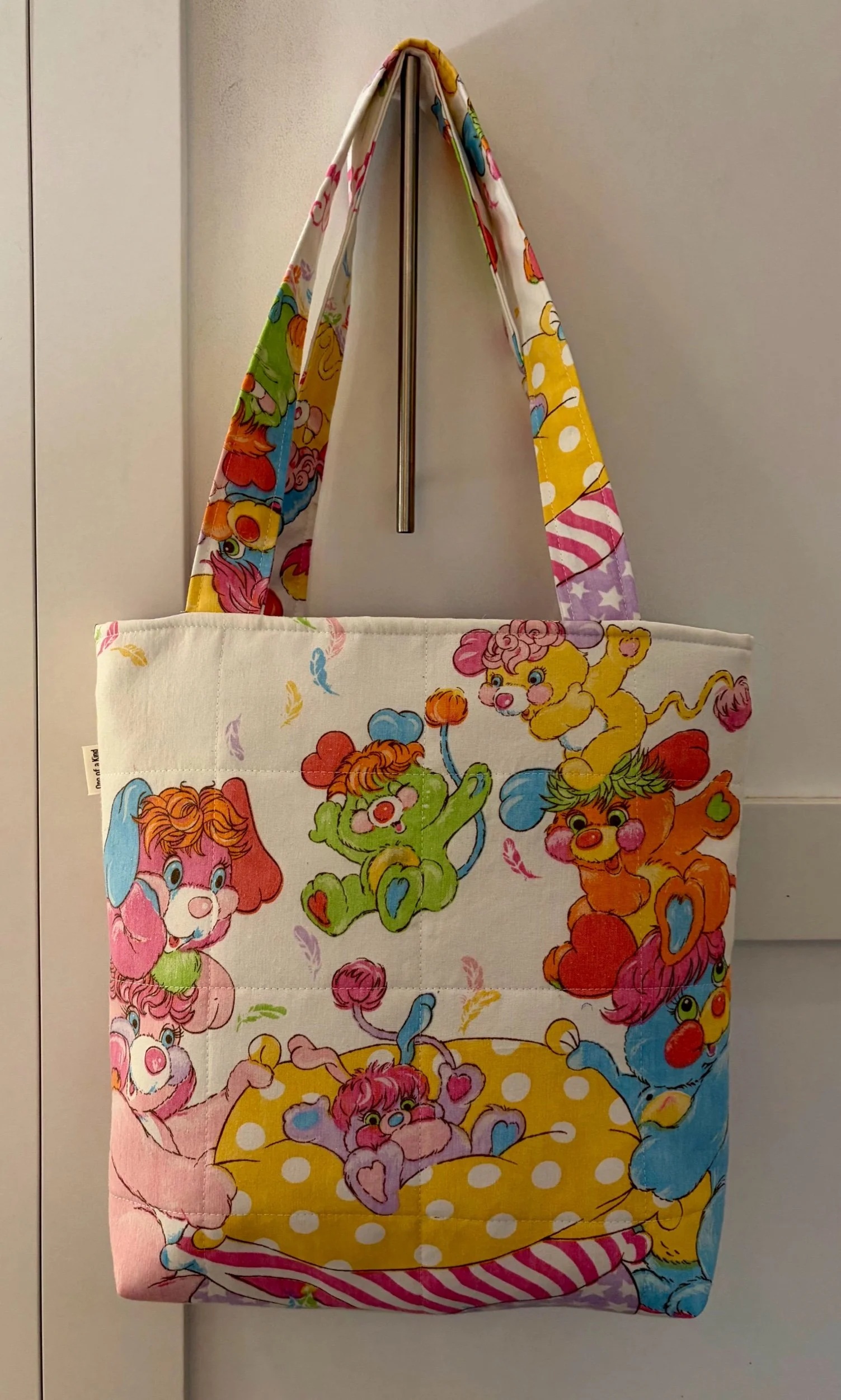 Upcycled Popples Large Zippered Tote