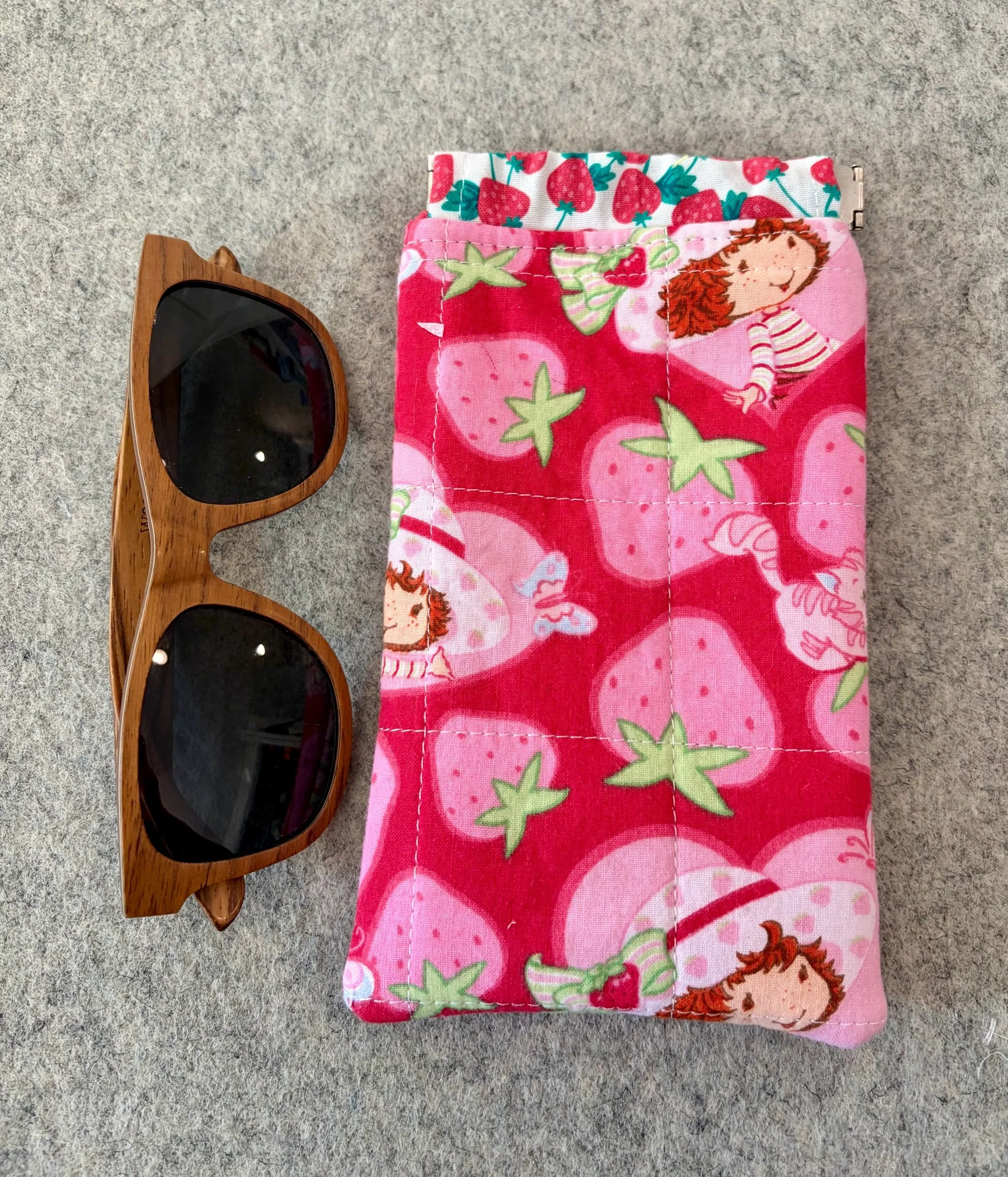 Upcycled Strawberry Shortcake Sunglass Pouch