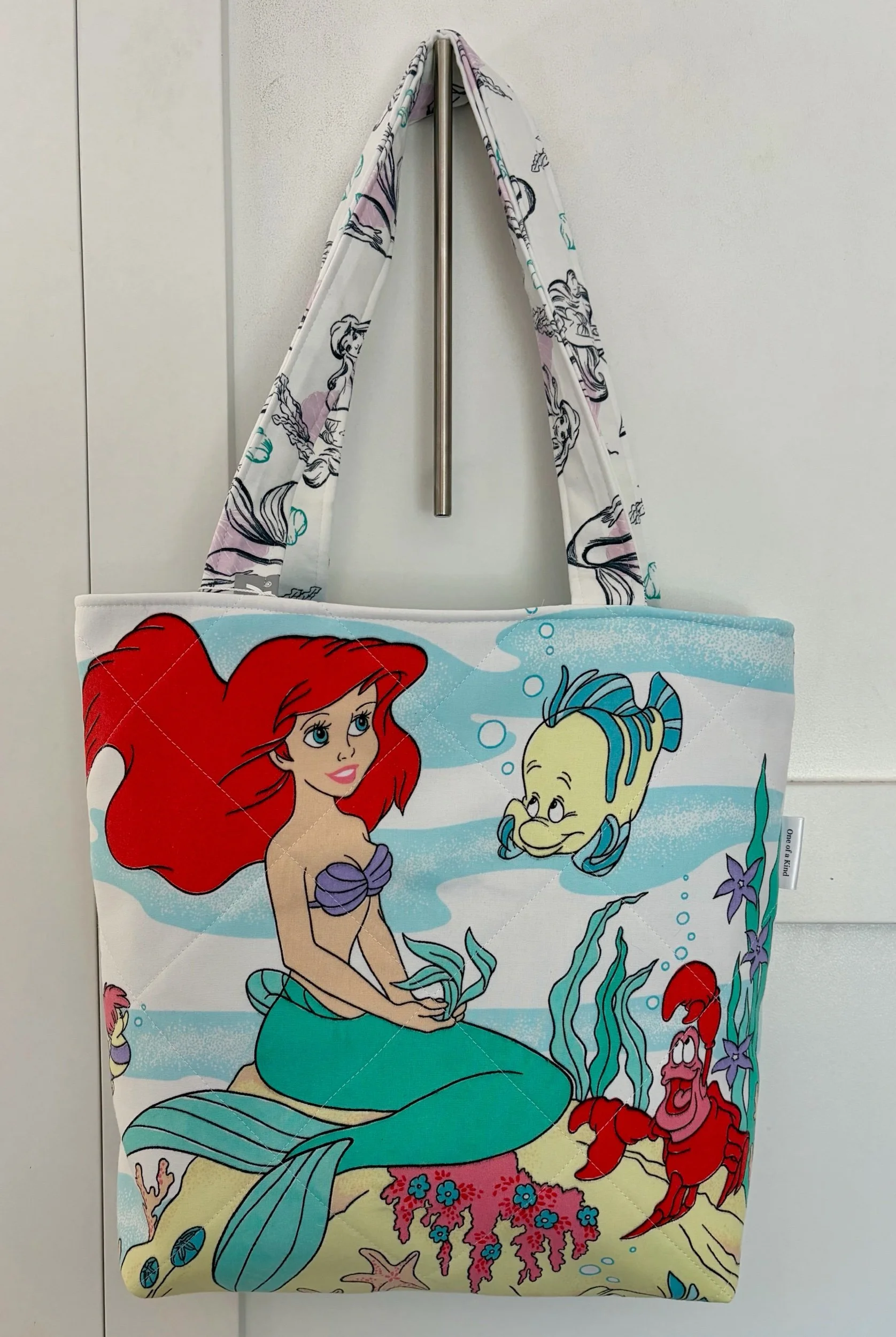 Upcycled Disney The Little Mermaid X-Large Zippered Tote