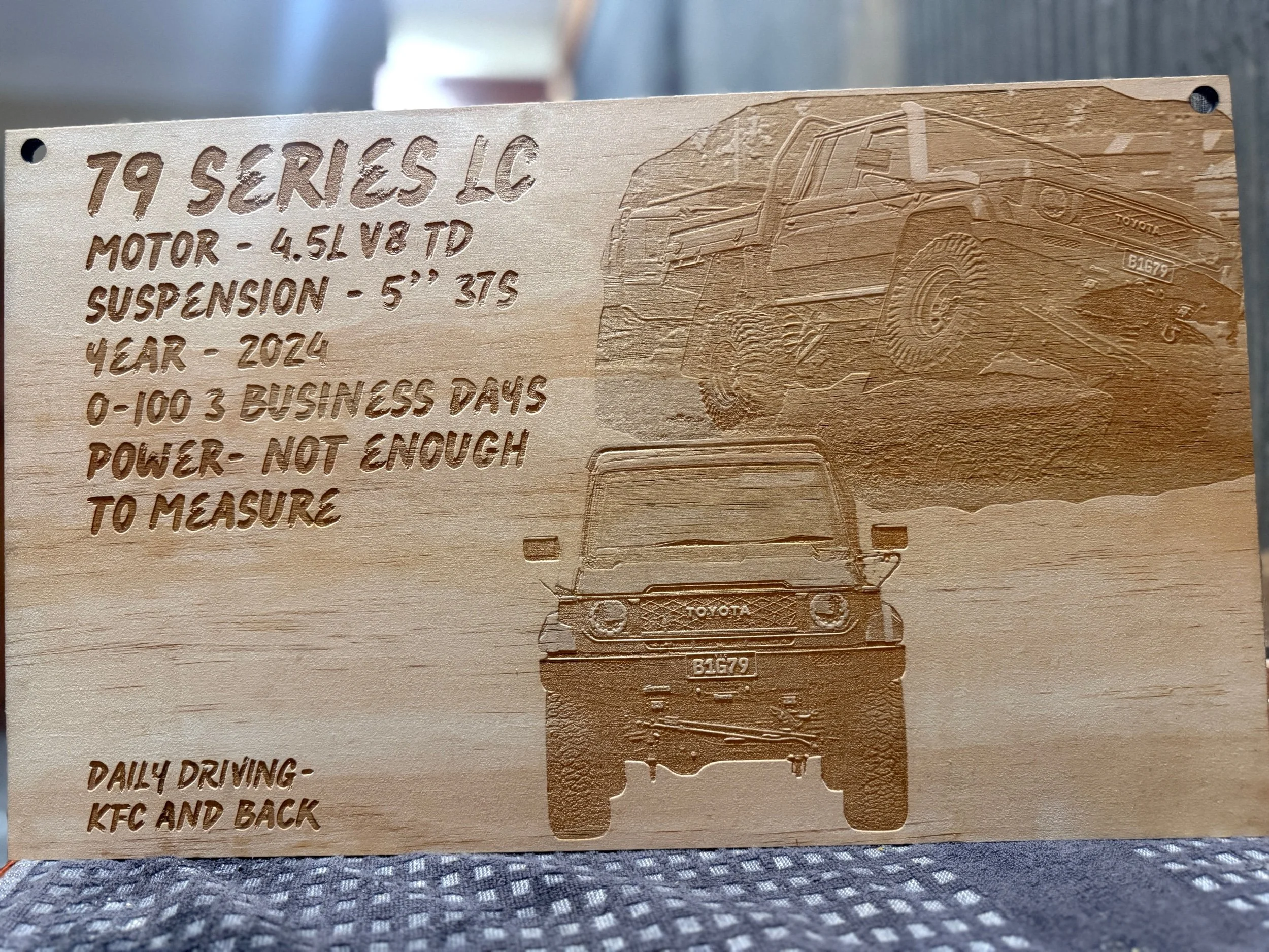 Car Custom Engraving — MONCUR INDUSTRIES