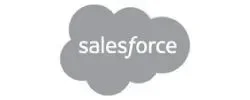 Gray cloud-shaped graphic with the word 'salesforce' in white text inside