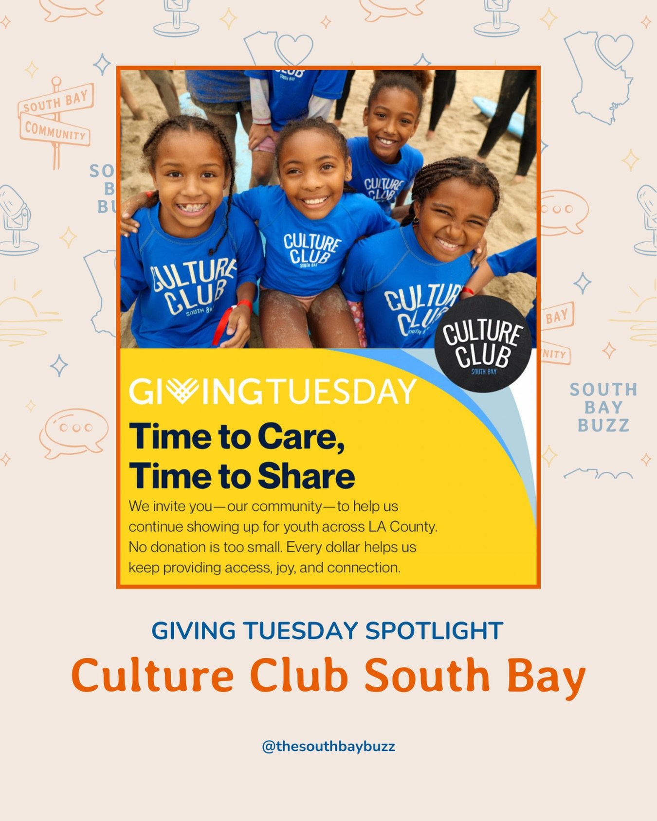 💙 Today is #GivingTuesday! I&rsquo;m overjoyed to spotlight an organization that I&rsquo;ve absolutely adored learning more and more about this past year: @cultureclubsb 

🌊 Culture Club South Bay creates joyful, free, ocean-access programs for you