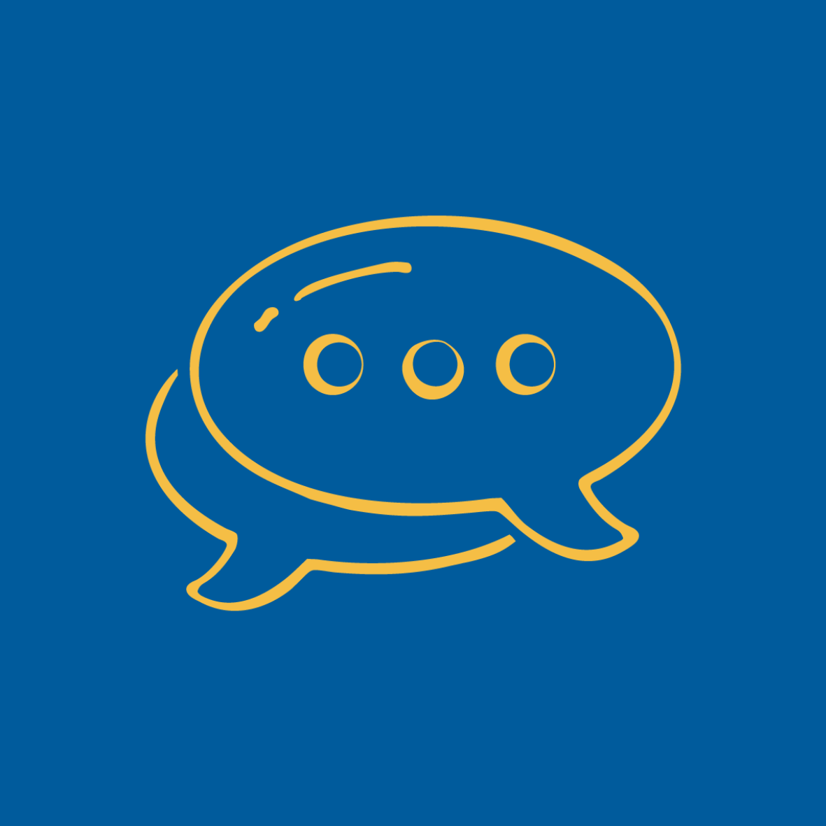 two chat bubbles in blue and yellow