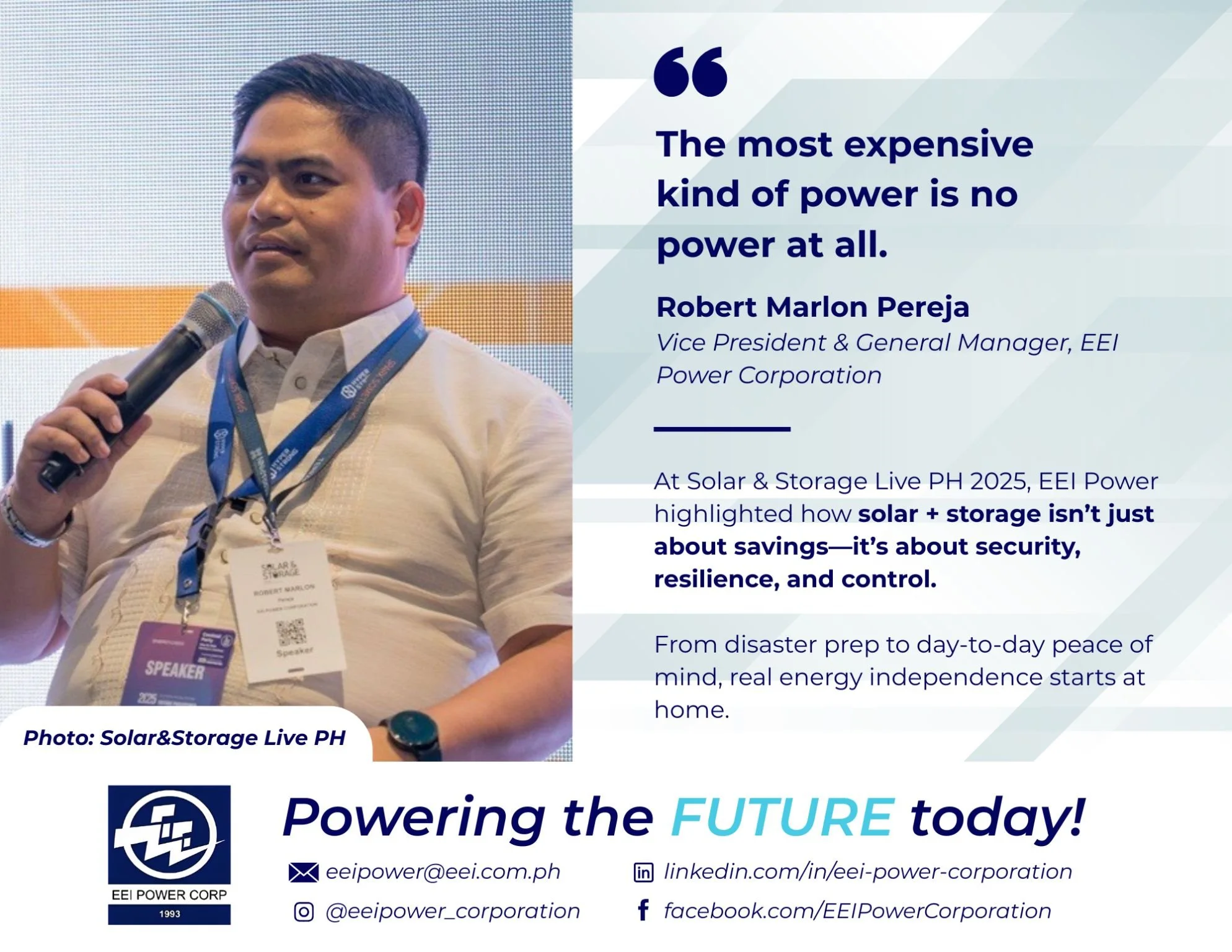 Energy Independence Starts at Home: EEI Power at Solar &amp; Storage Live 2025