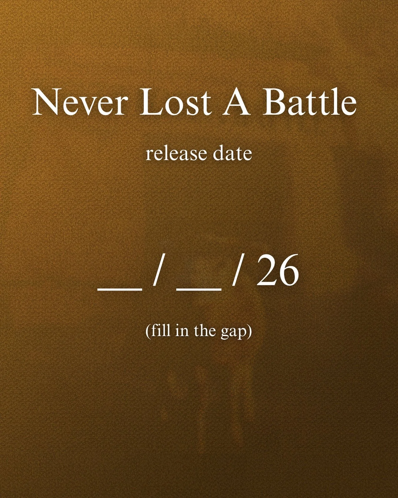 Fill in the gap &mdash; when do you want it? 🤔
We have heard your cries. As the Bible says, ask and you will receive.
So get ready for the release of Never Lost A Battle in 2026.
Fill in the gap and let us know when you want it.

#JPDMusic #NLAB #JP