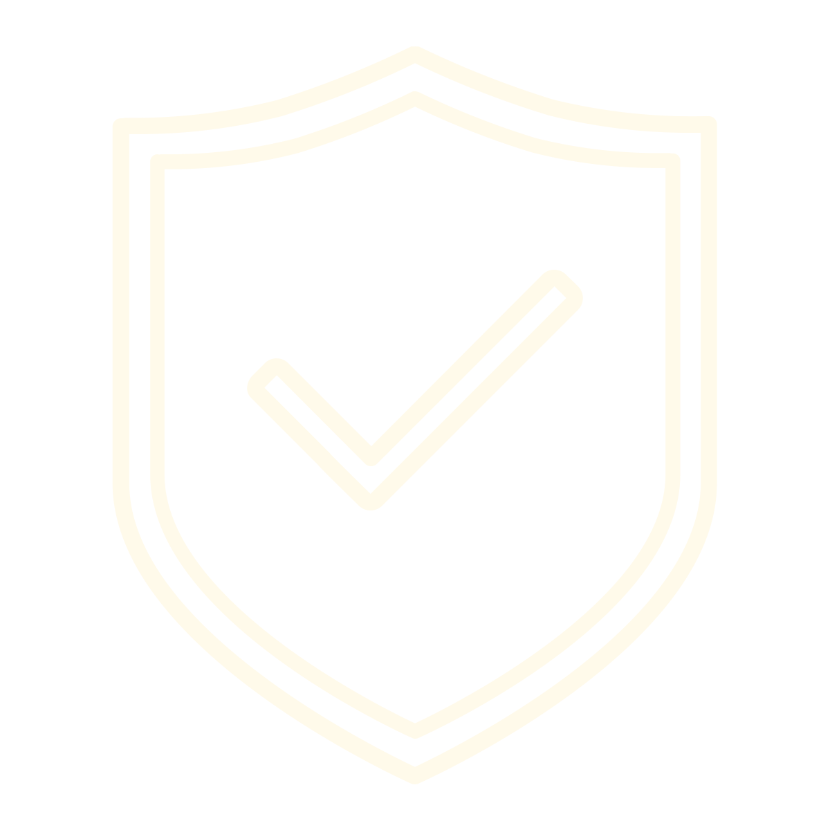 Shield icon with a check mark in the center, symbolizing protection or security.
