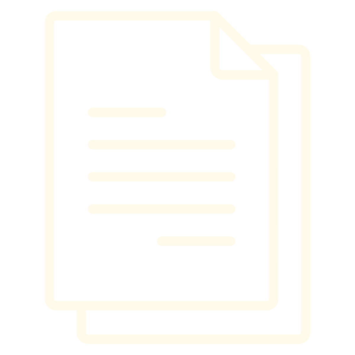 Icon of a document with lines representing text, with a larger sheet in the background.