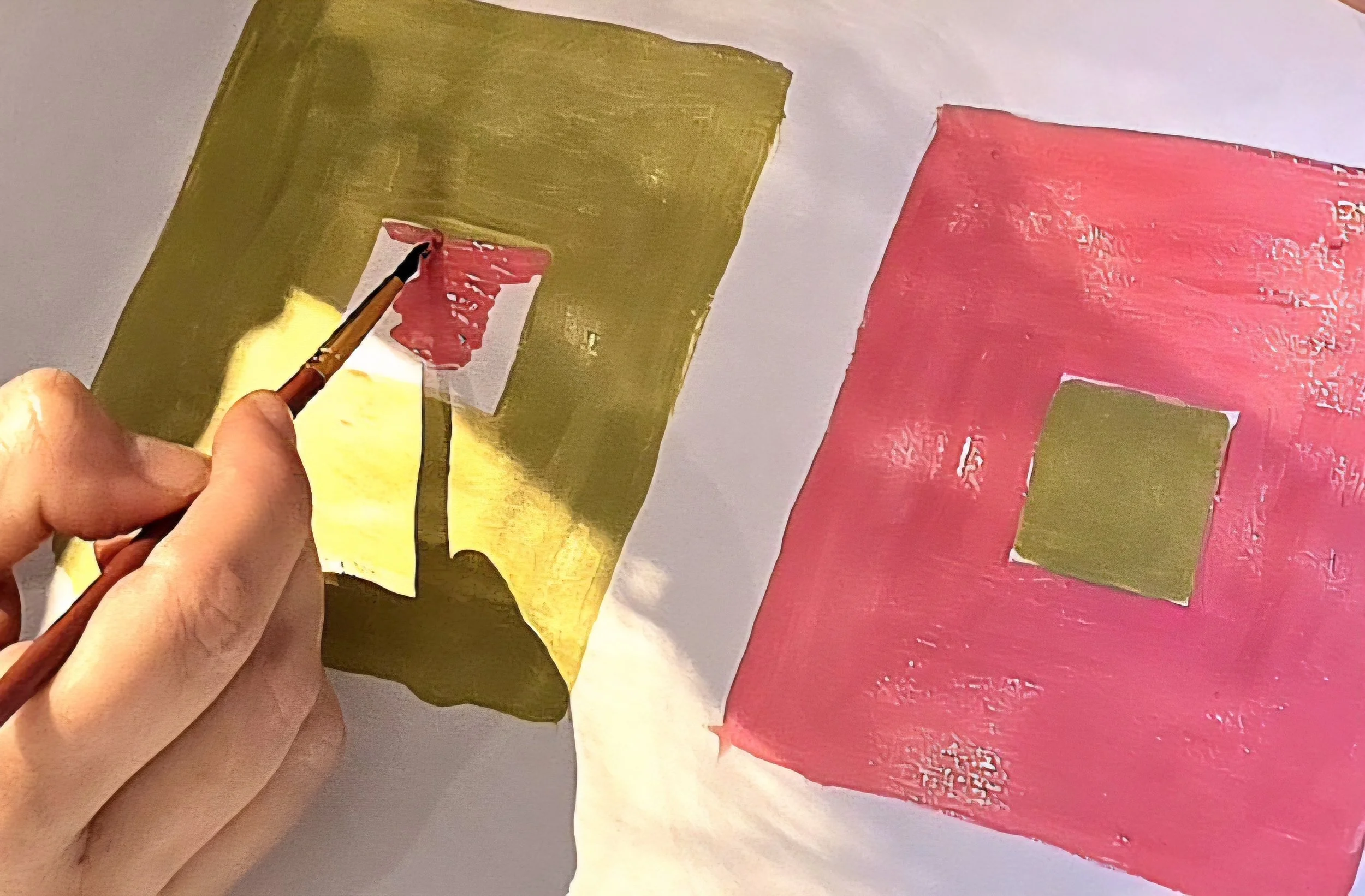 A hand painting colour samples for Larisse Hall's Painting with Colour Simplified art class